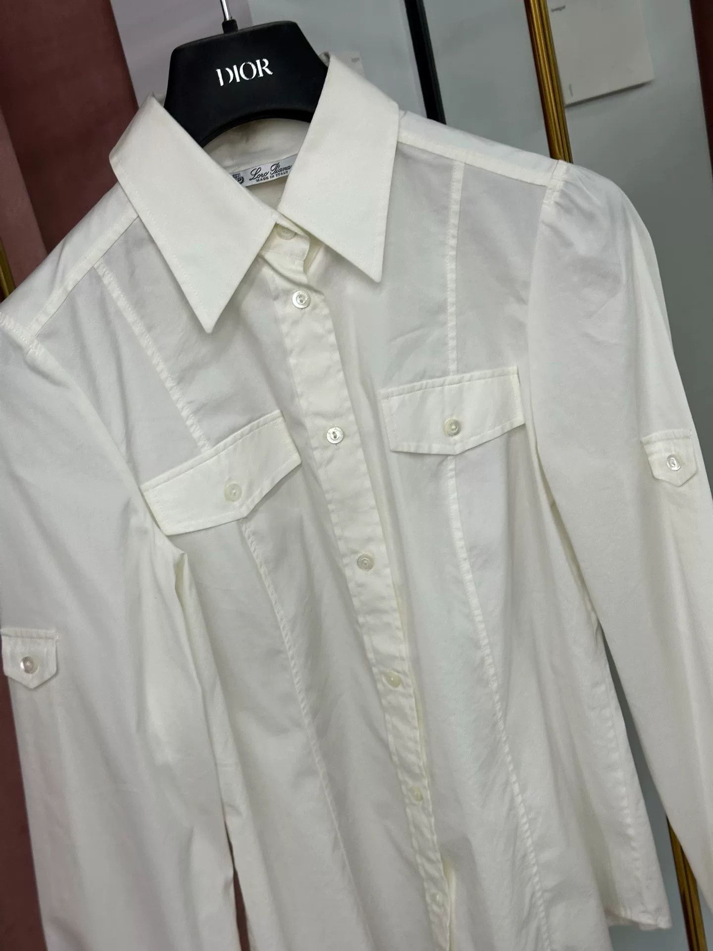 Loro Piana Loro Piana White Collared Long Sleeve Shirt Size US M / EU 48-50 / 2 - 2 Thumbnail