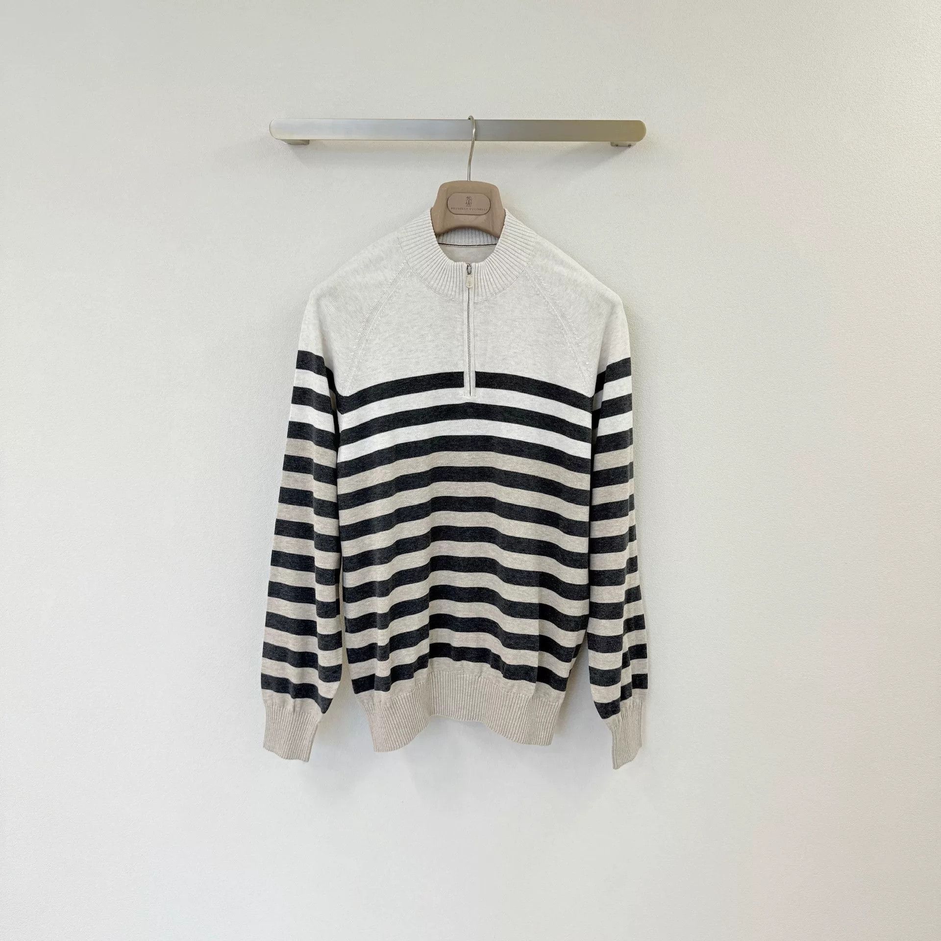 Brunello Cucinelli Brunello Cucinelli Striped Zip Sweater Size US L / EU 52-54 / 3 - 2 Thumbnail