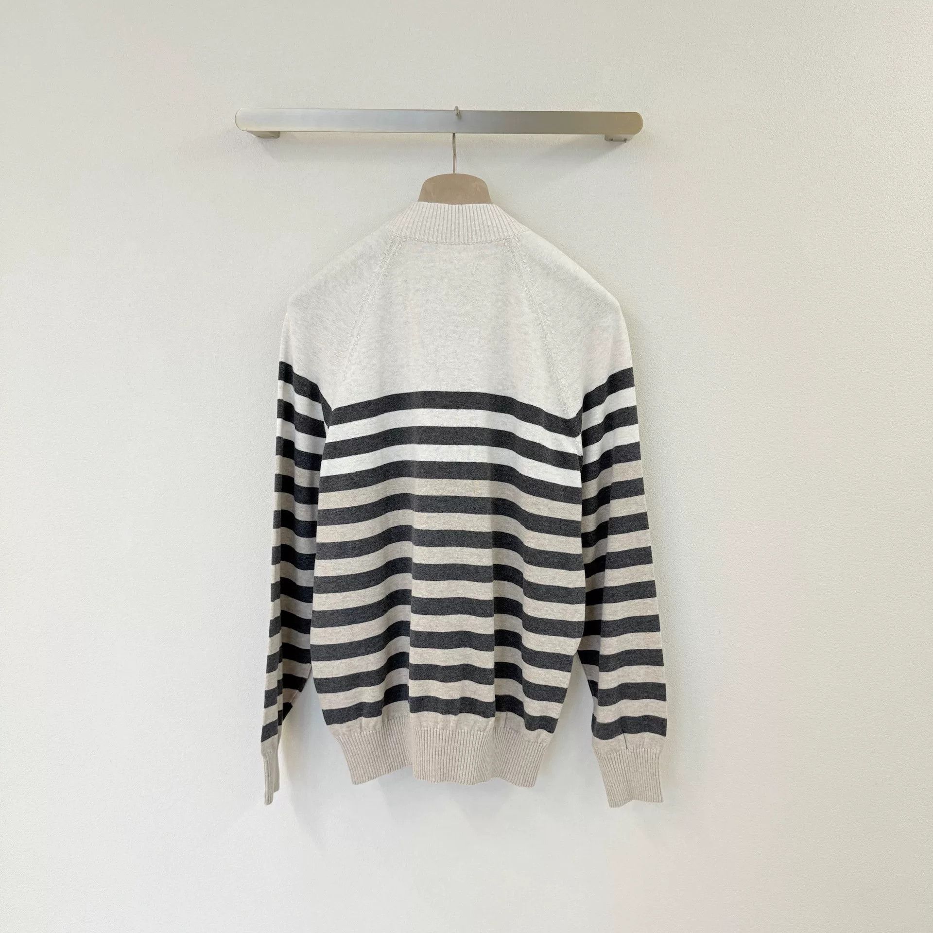 Brunello Cucinelli Brunello Cucinelli Striped Zip Sweater Size US L / EU 52-54 / 3 - 5 Thumbnail