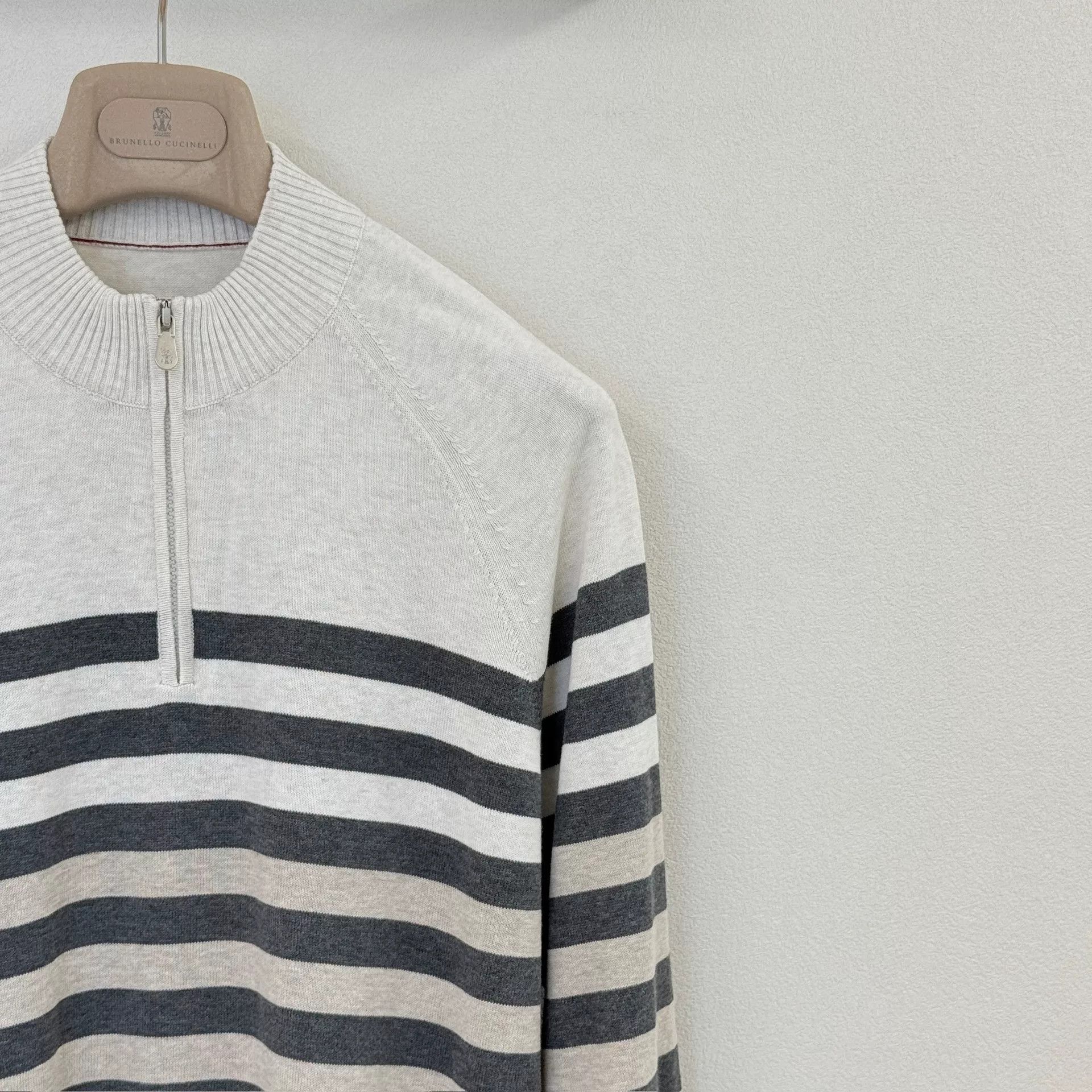 Brunello Cucinelli Brunello Cucinelli Striped Zip Sweater Size US L / EU 52-54 / 3 - 4 Thumbnail