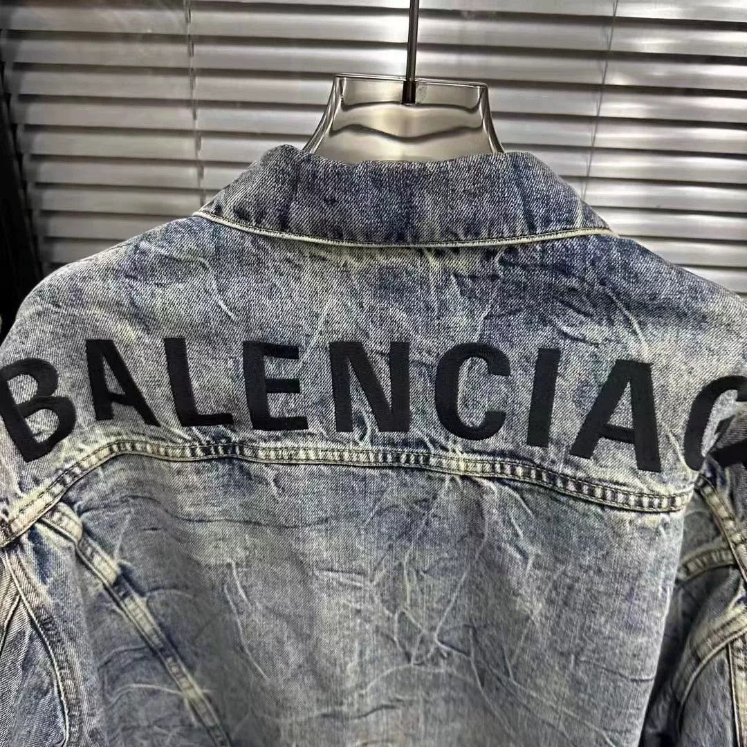 Balenciaga Balenciaga Denim Jacket with Embroidered Logo Size US XS / EU 42 / 0 - 4 Thumbnail