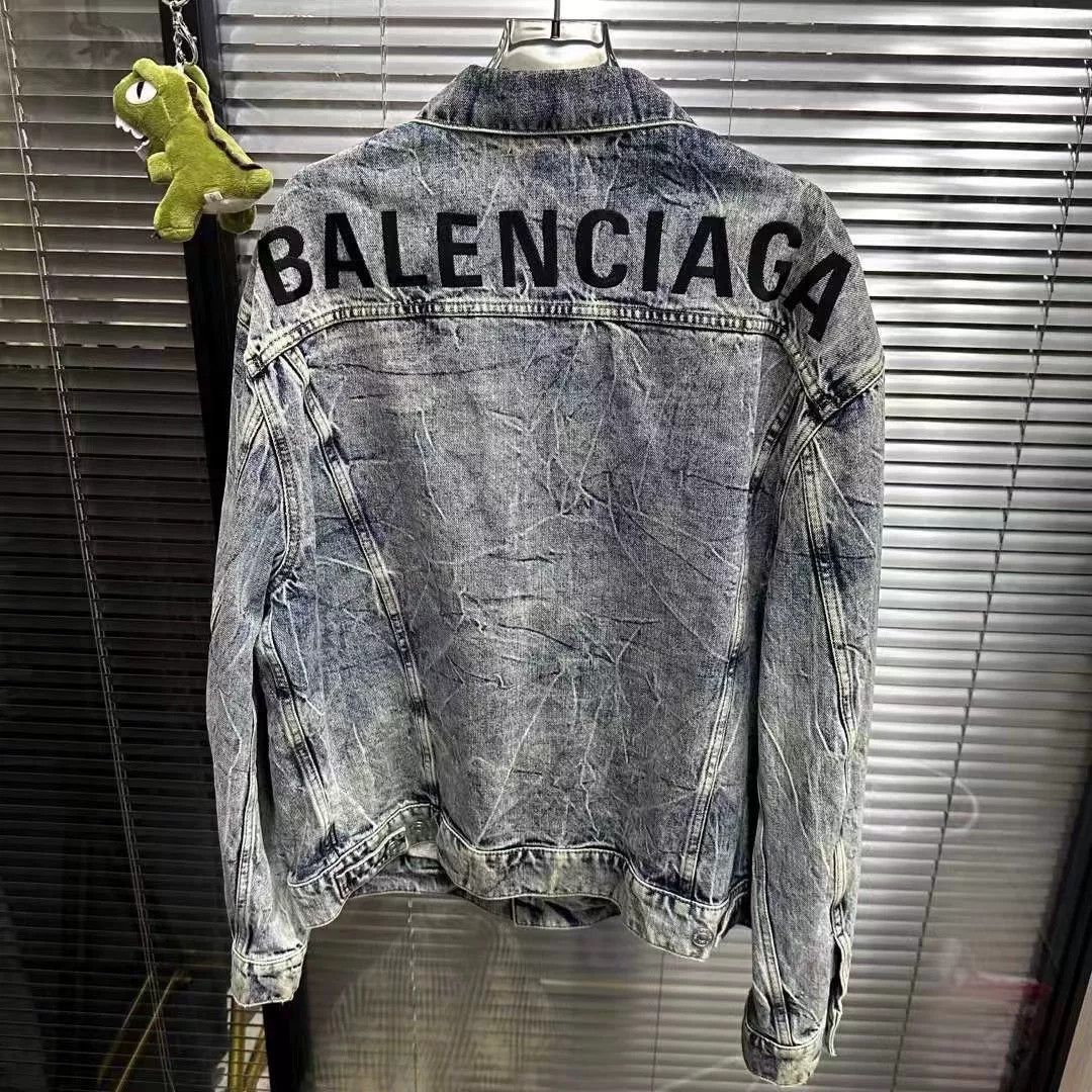 Balenciaga Balenciaga Denim Jacket with Embroidered Logo Size US XS / EU 42 / 0 - 3 Thumbnail