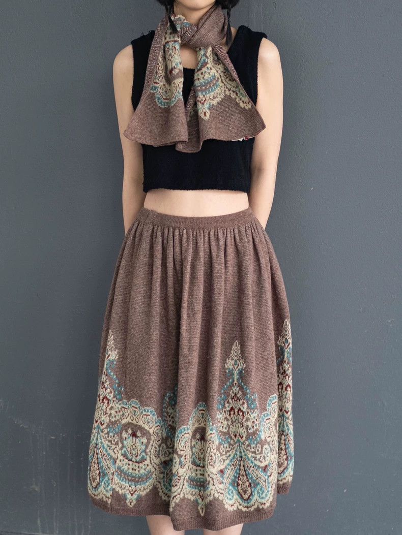 Kenzo KENZO 1980s Knit Skirt Scarf Set Size US 28 / EU 44 - 4 Thumbnail