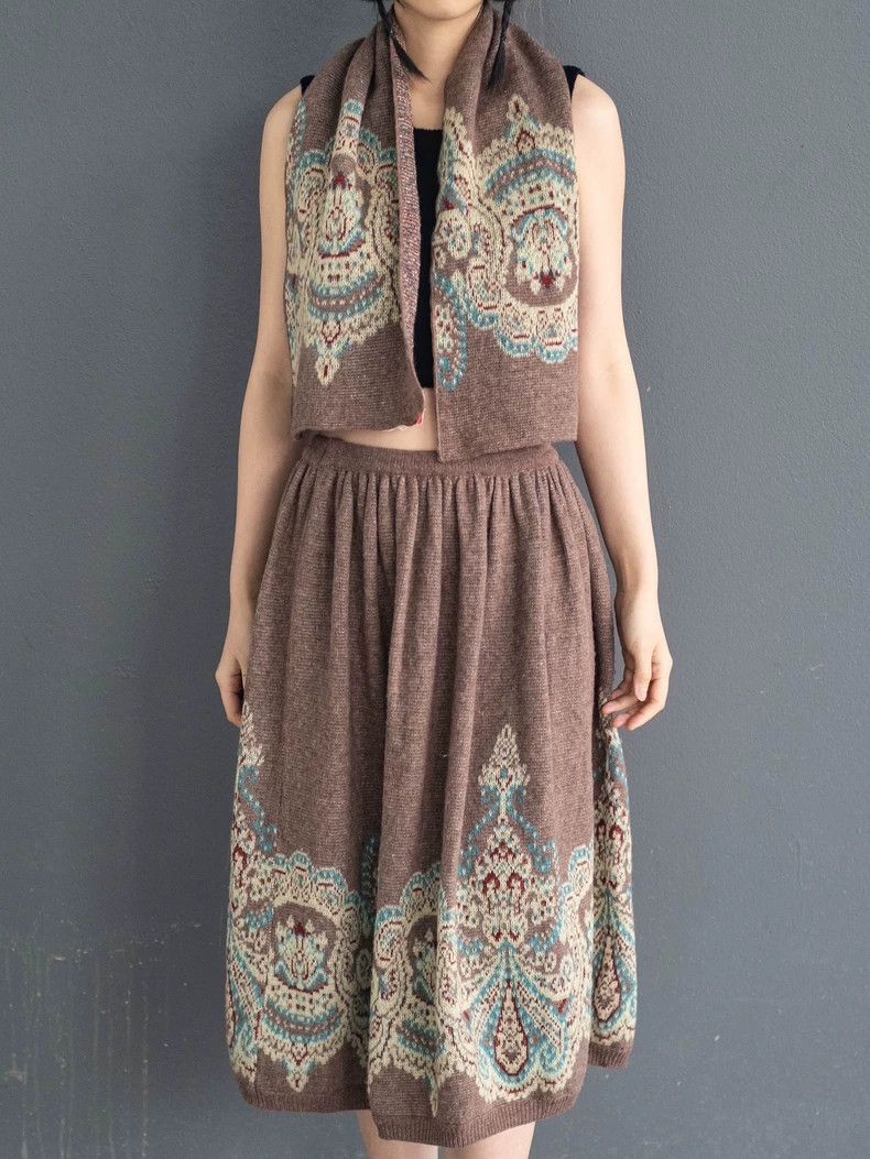 Kenzo KENZO 1980s Knit Skirt Scarf Set Size US 28 / EU 44 - 3 Thumbnail