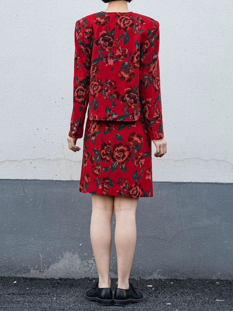 Vintage 1980s KENZO Red Floral Wool Set Size US L / EU 52-54 / 3 - 4 Thumbnail