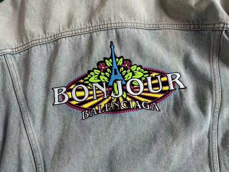 Balenciaga Balenciaga French Embroidered Logo Denim Jacket Size US S / EU 44-46 / 1 - 4 Thumbnail