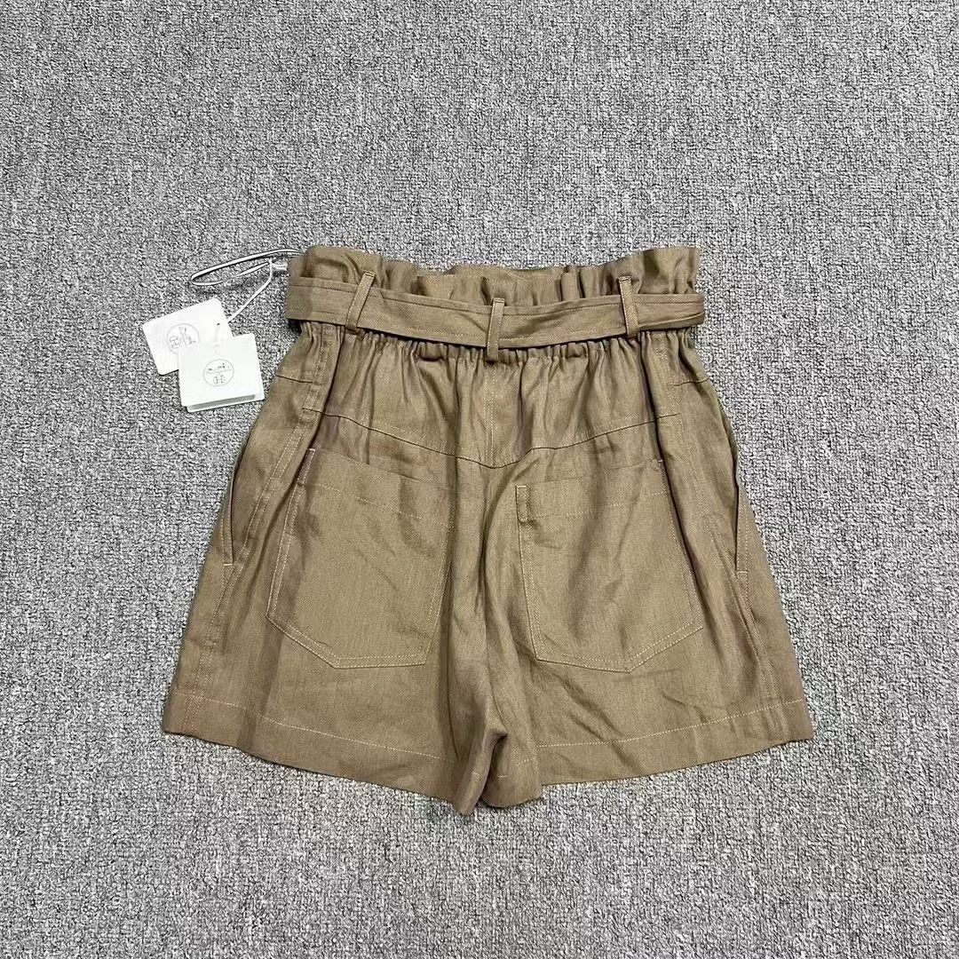Hermes Hermes Brown Linen Silk Blend Shorts Size US 38 / EU 54 - 2 Thumbnail