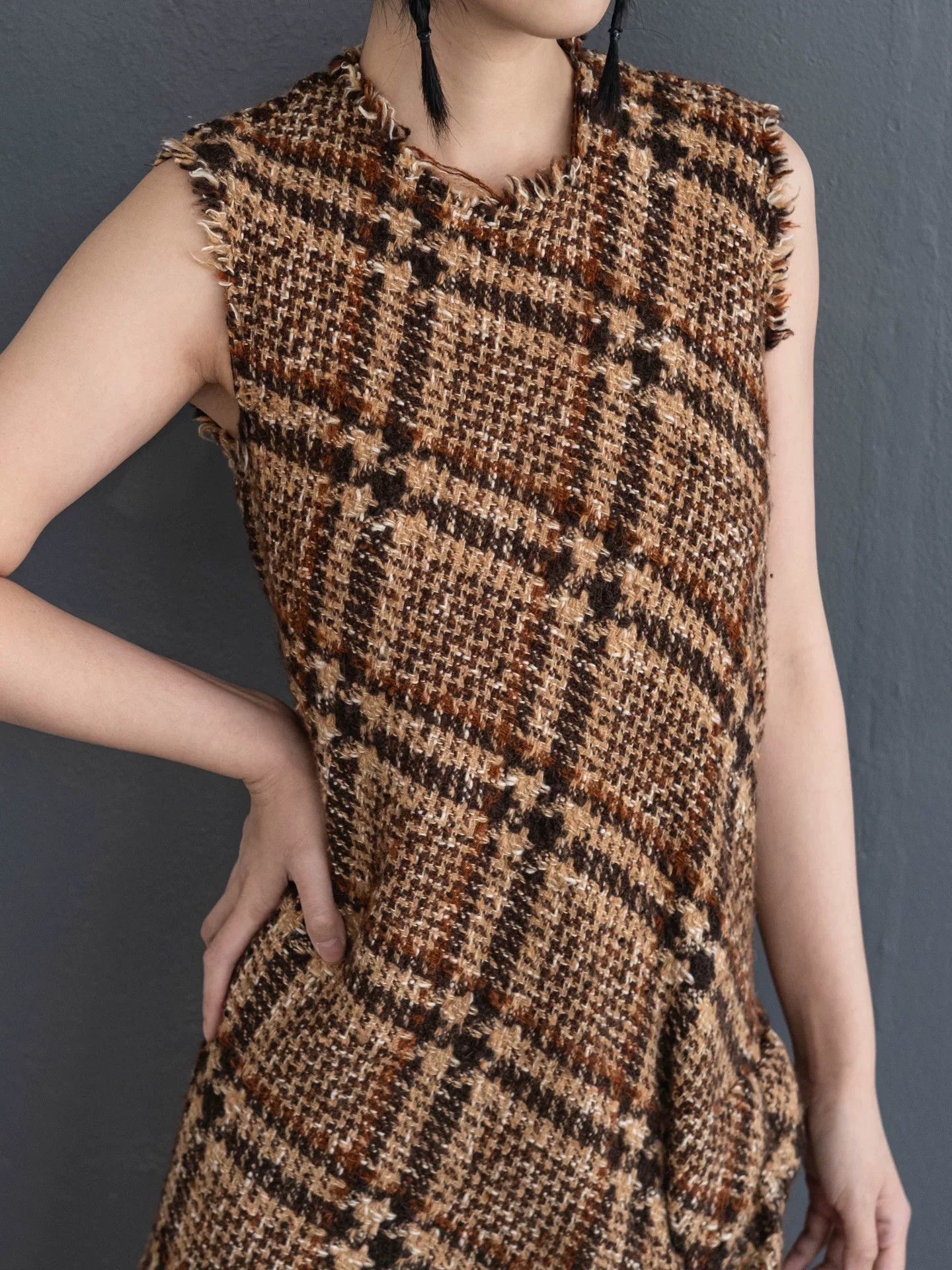 Junya Watanabe brown check tweed dress by junya watanabe Size M / US 6-8 / IT 42-44 - 4 Thumbnail