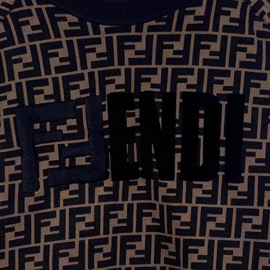 Fendi fendi black brown logo print long sleeve sweatshirt Size US S / EU 44-46 / 1 - 4 Thumbnail