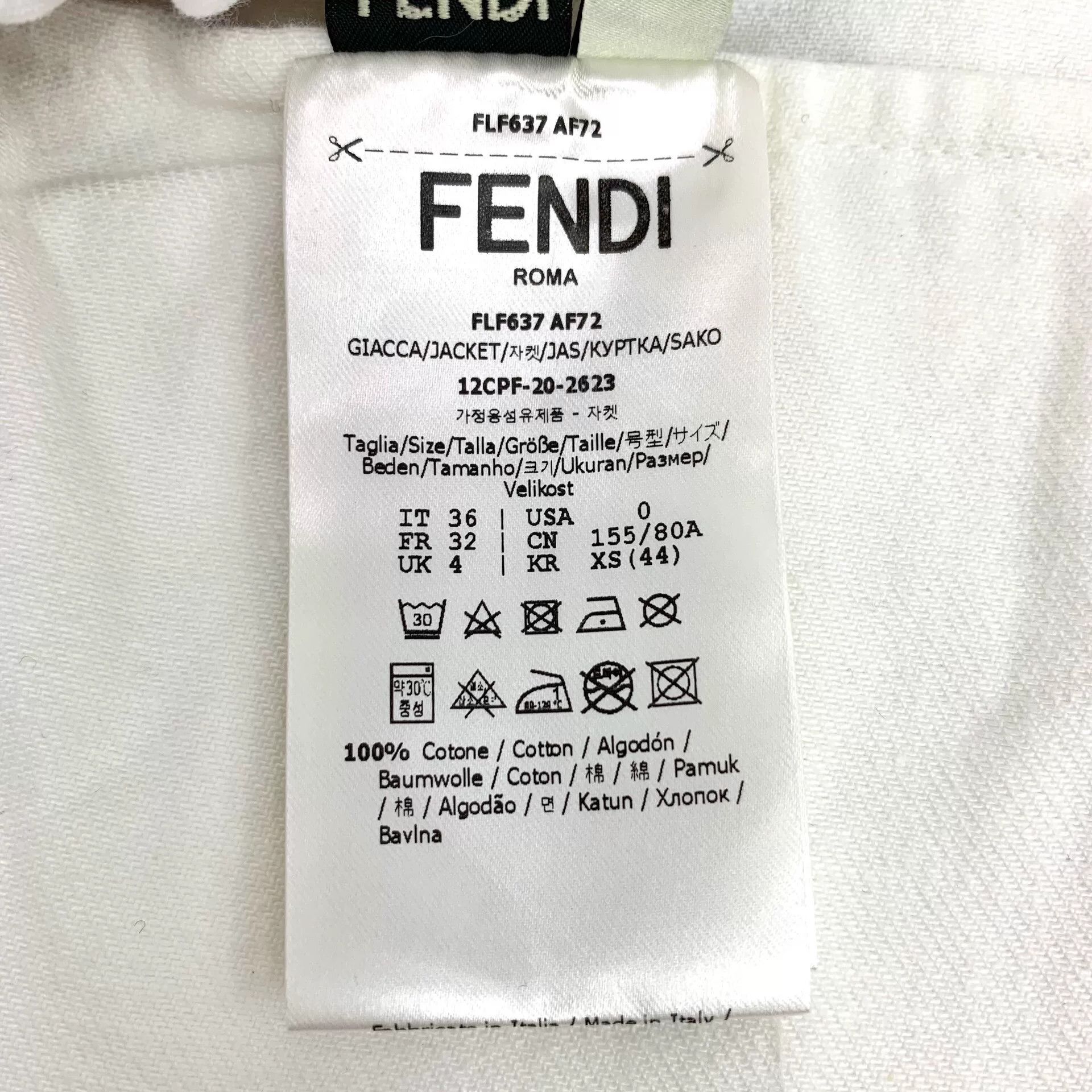 Fendi fendi white pocket embossed cotton jacket Size US XS / EU 42 / 0 - 7 Thumbnail