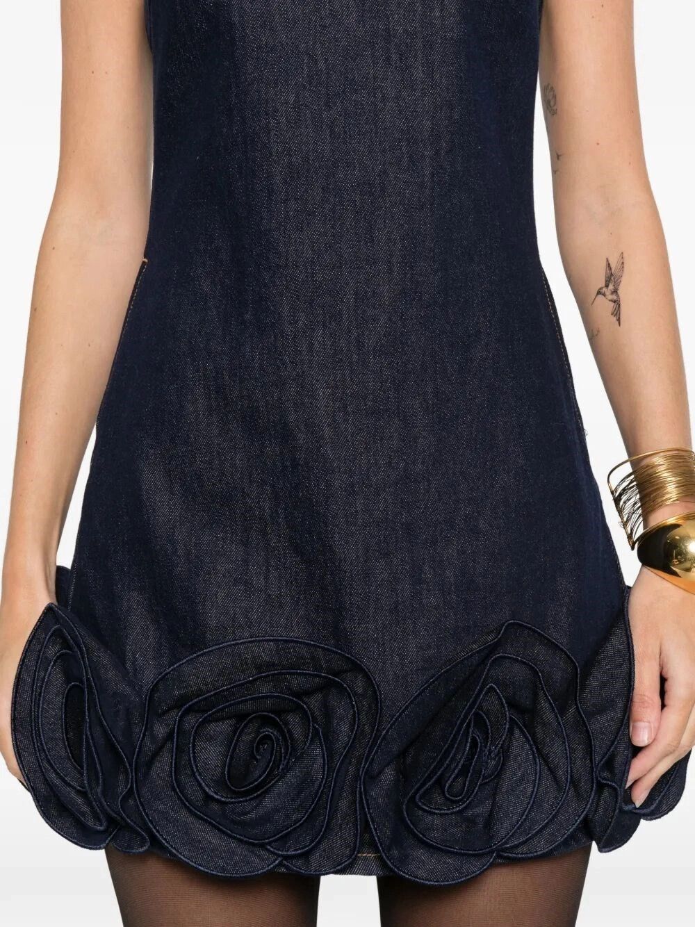 Self-Portrait Denim 3D Flower Mini Dress Size M / US 6-8 / IT 42-44 - 4 Thumbnail