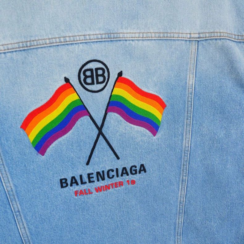 Balenciaga Blue Rainbow Denim Jacket