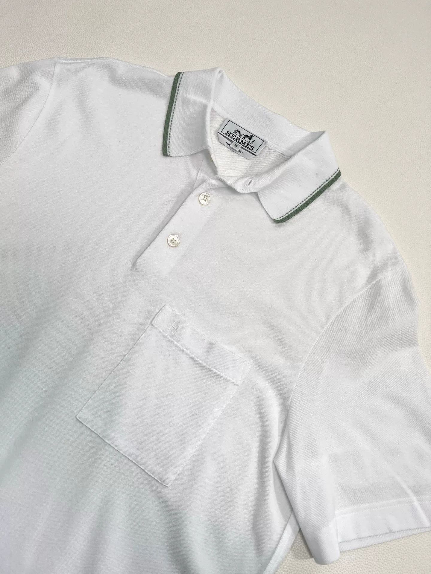 Hermes Hermes Men's New Polo Shirt Green Collar Size US M / EU 48-50 / 2 - 2 Thumbnail