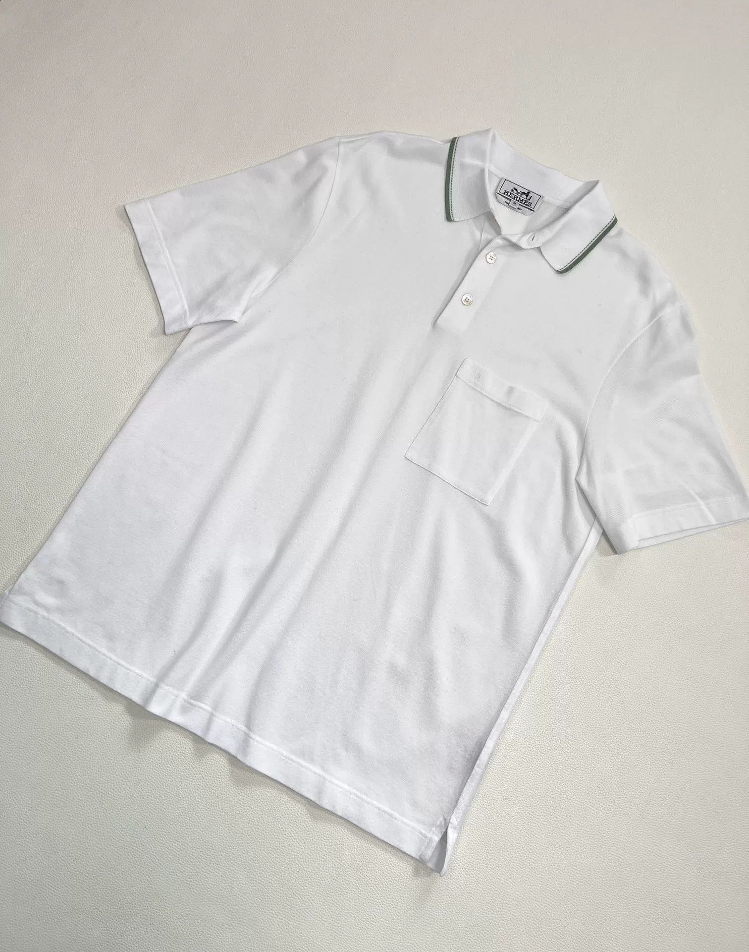 Hermes Hermes Men's New Polo Shirt Green Collar Size US M / EU 48-50 / 2 - 3 Thumbnail