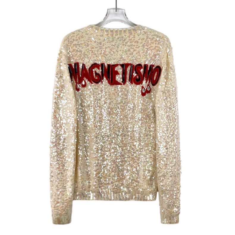 Gucci Gucci Beige Sequin Snow White Sweater Size US S / EU 44-46 / 1 - 2 Thumbnail