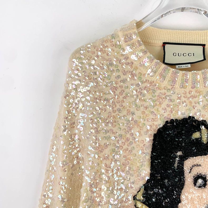 Gucci Gucci Beige Sequin Snow White Sweater Size US S / EU 44-46 / 1 - 3 Thumbnail