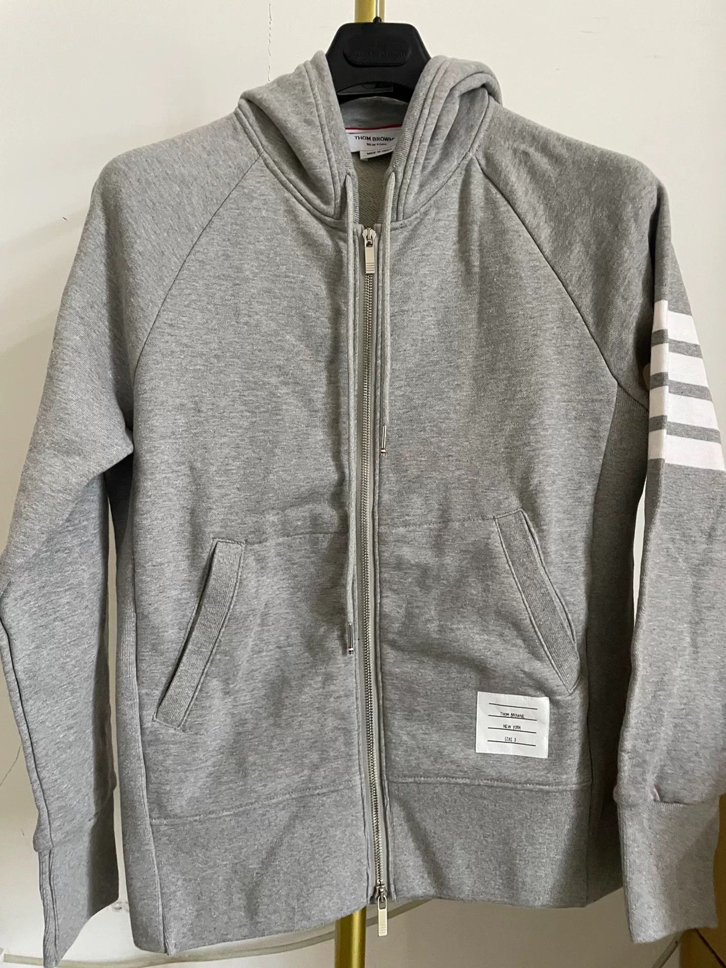 Thom Browne THOM BROWNE Gray 4-Bar Hooded Zip Sweatshirt Size US L / EU 52-54 / 3 - 8 Thumbnail