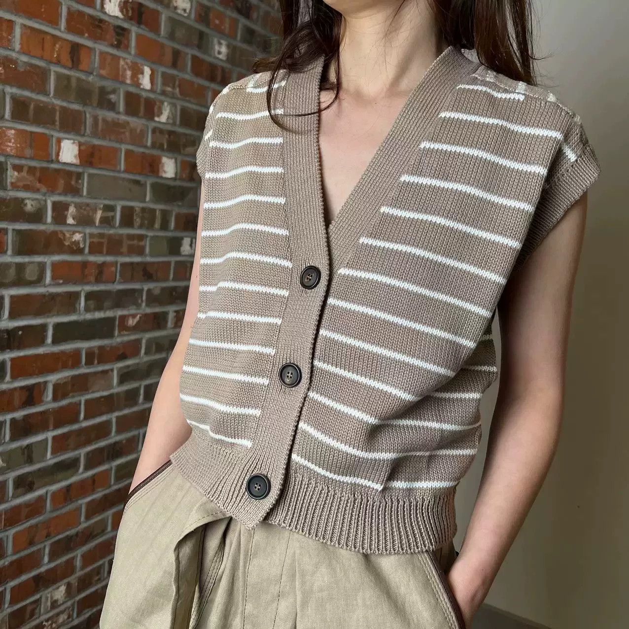Brunello Cucinelli Brunello Cucinelli Striped Beaded Vest Size US M / EU 48-50 / 2 - 7 Thumbnail
