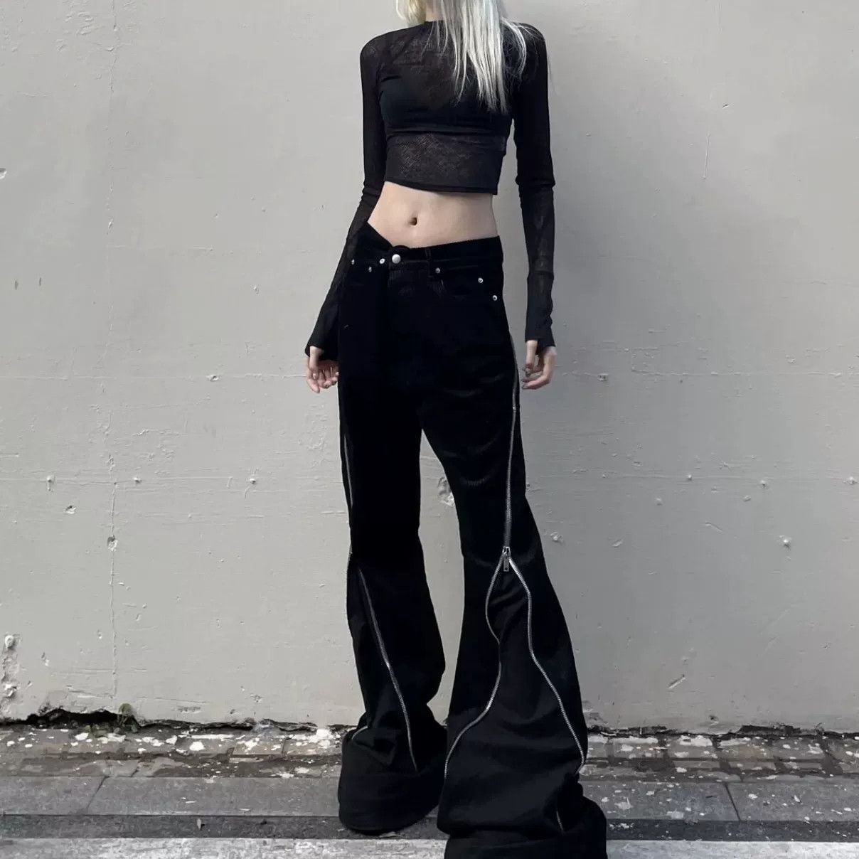 Rick Owens Rick Owens Black Zip Flare Jeans Size US 29 - 8 Thumbnail