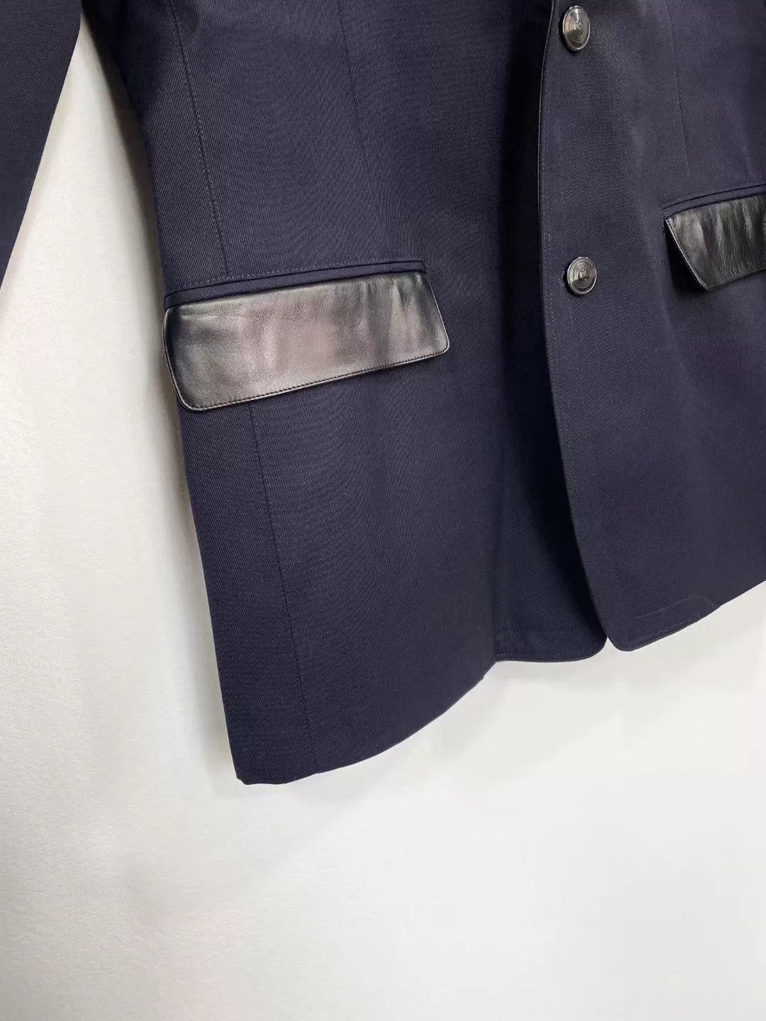 Versace VERSACE Wool Leather Trim Blazer Size US XL / EU 56 / 4 - 5 Thumbnail