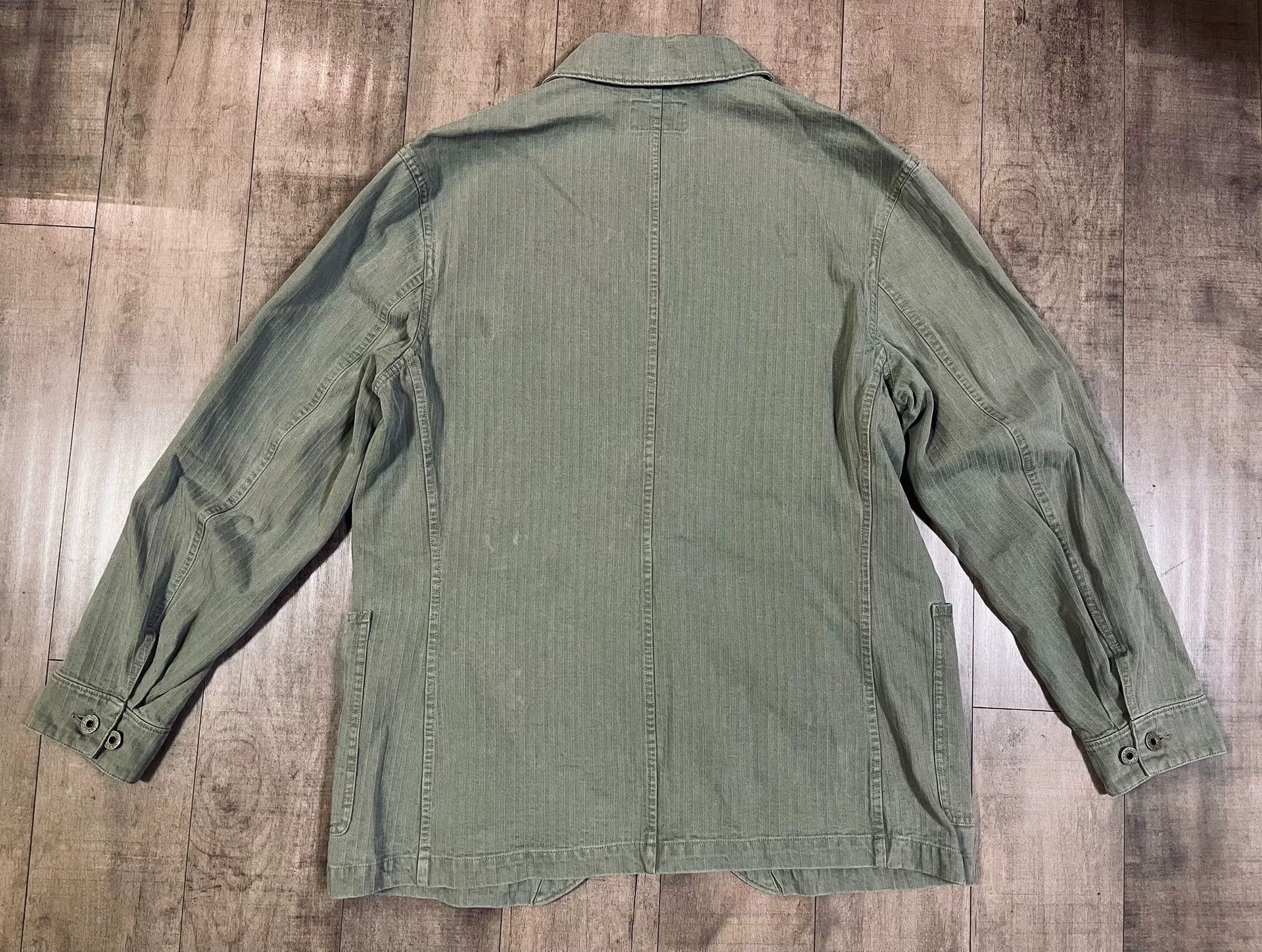 RRL Ralph Lauren RRL Military Green Herringbone Work Jacket Size US XXL / EU 58 / 5 - 3 Thumbnail