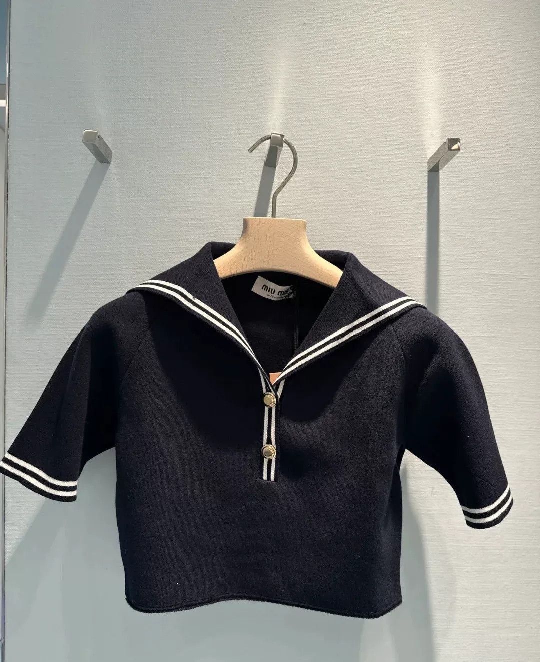 Miu Miu navy cropped sailor style top Size US M / EU 48-50 / 2 - 6 Thumbnail