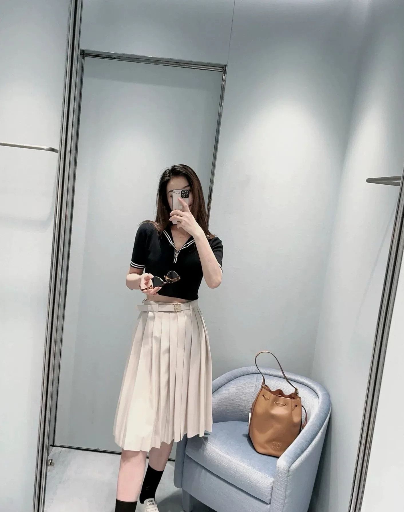 Miu Miu navy cropped sailor style top Size US M / EU 48-50 / 2 - 7 Thumbnail