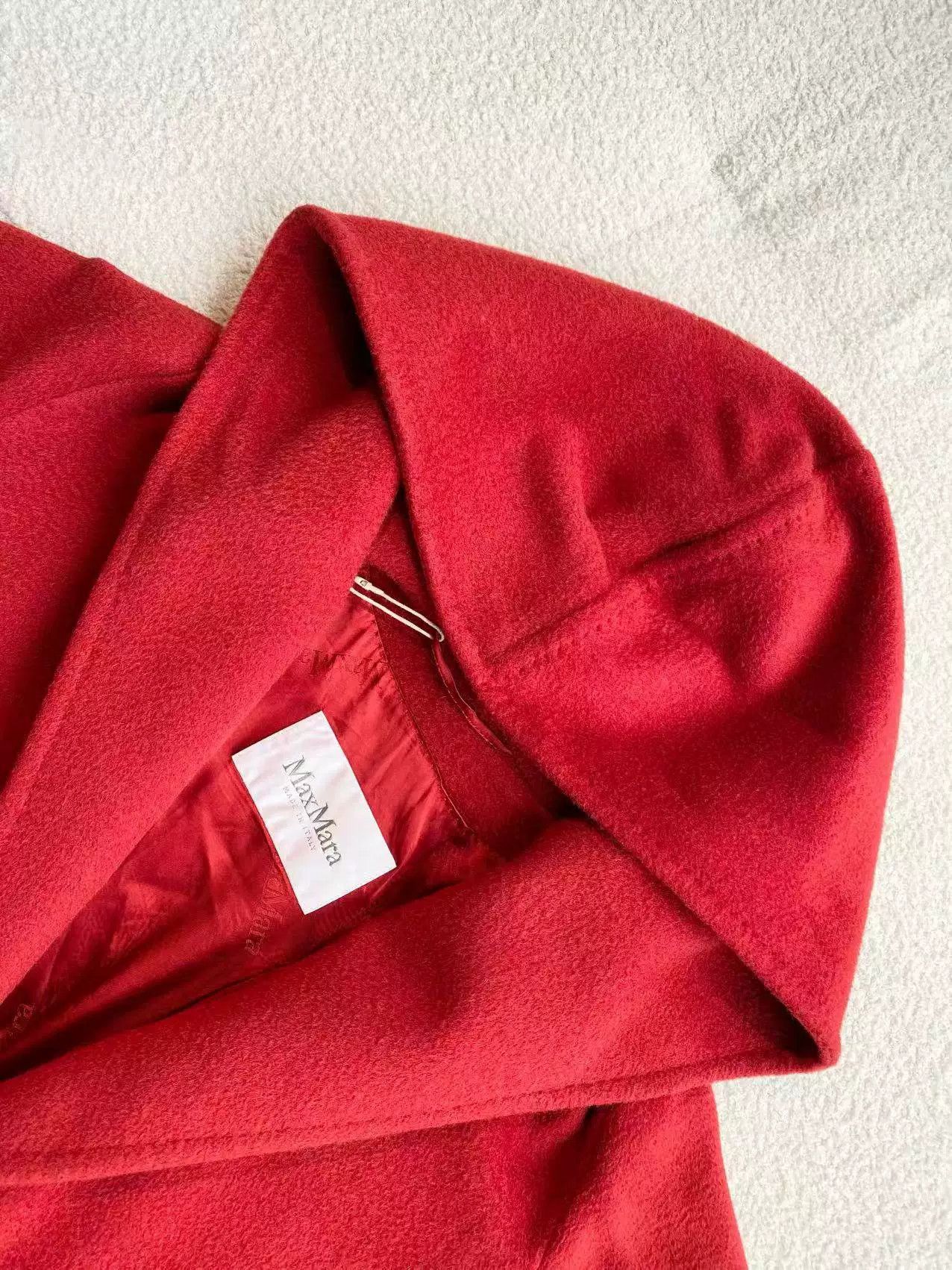 Max Mara Maxmara Red Camel Hair Belted Coat Size US XS / EU 42 / 0 - 4 Thumbnail