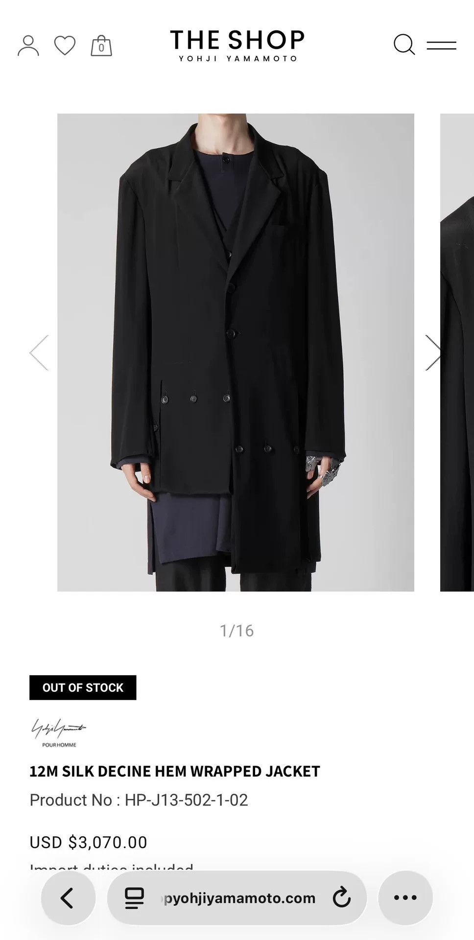 Yohji Yamamoto asymmetrical black acetate coat by yohji yamamoto Size US M / EU 48-50 / 2 - 2 Thumbnail