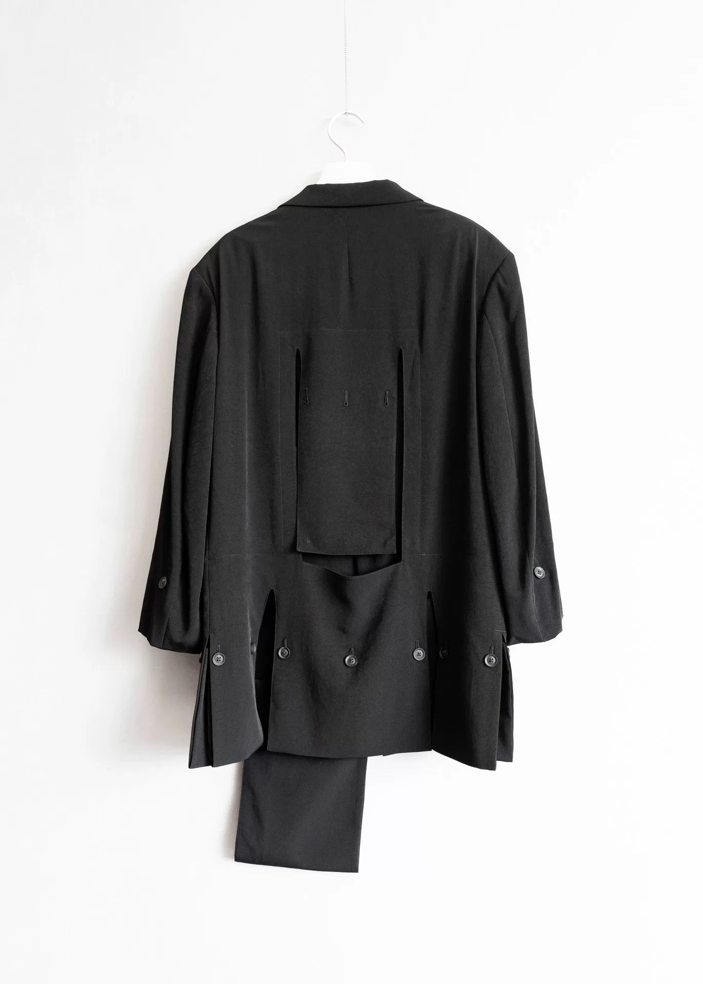Yohji Yamamoto asymmetrical black acetate coat by yohji yamamoto Size US M / EU 48-50 / 2 - 3 Thumbnail