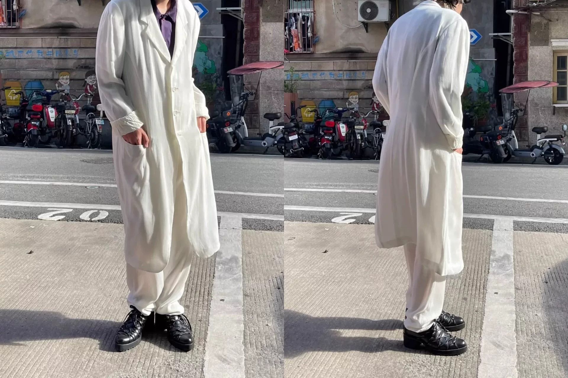Yohji Yamamoto Yohji Yamamoto White Silk Coat and Pants Set Size US M / EU 48-50 / 2 - 8 Thumbnail