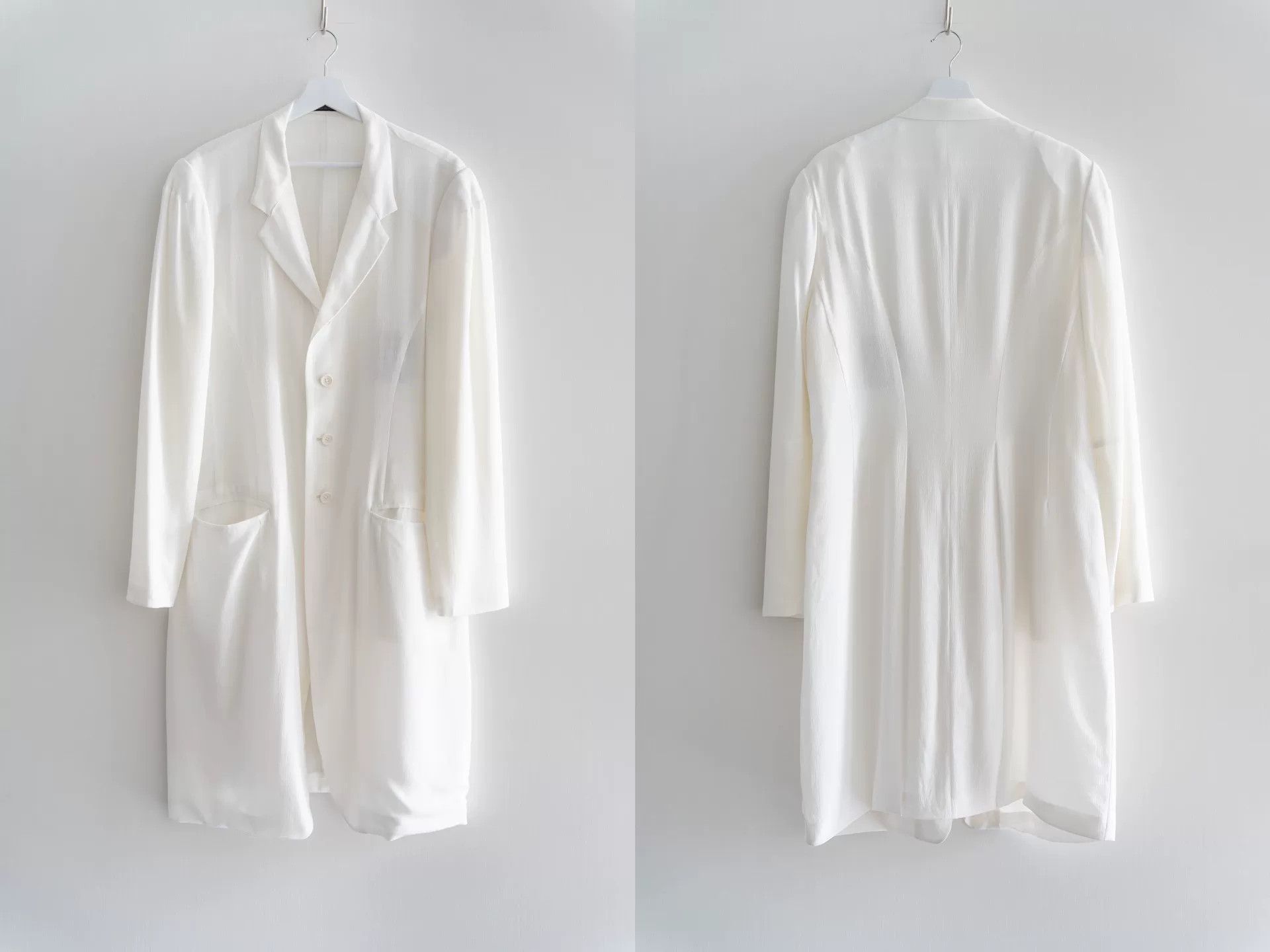 Yohji Yamamoto Yohji Yamamoto White Silk Coat and Pants Set Size US M / EU 48-50 / 2 - 2 Thumbnail