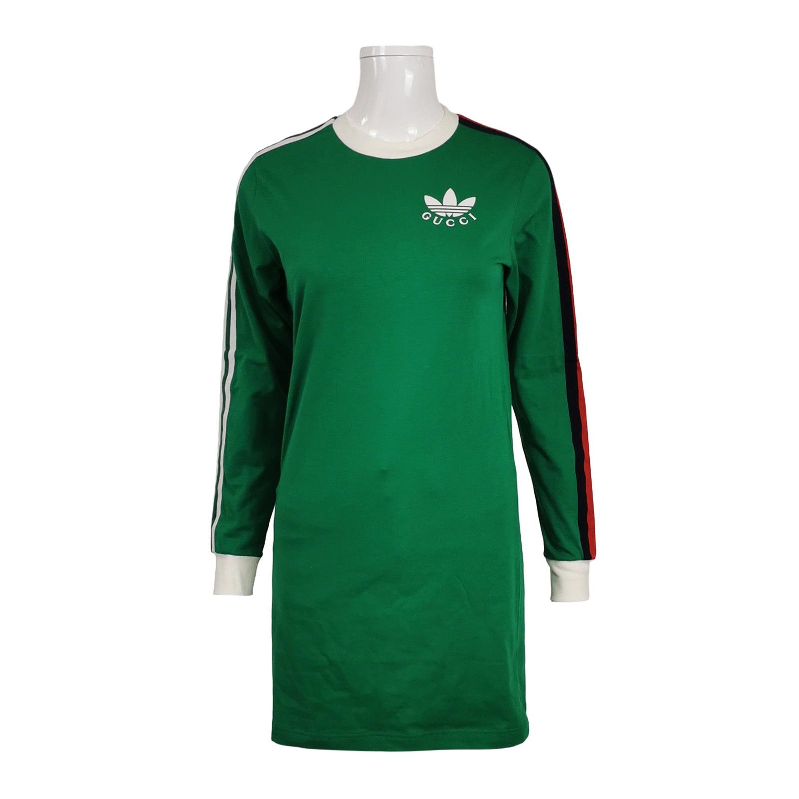 Gucci Gucci x Adidas Green Striped Logo Cotton Dress XXS Size XXS / US 00 / IT 34 - 2 Thumbnail