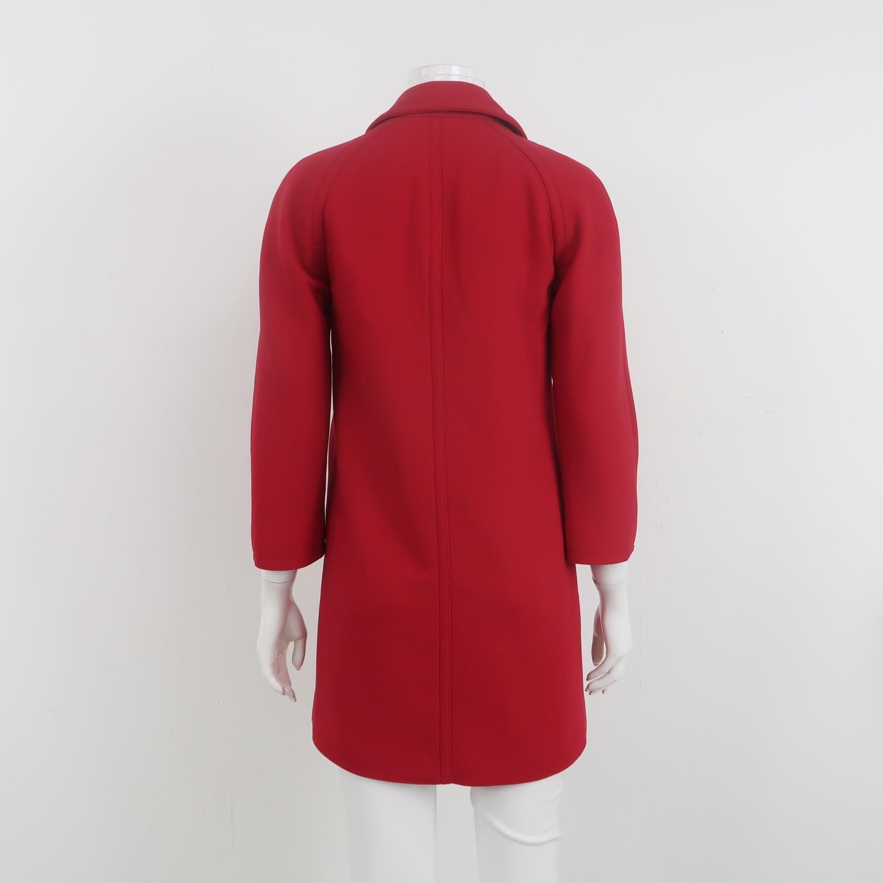 Gucci Gucci Red Wool Blend Single-Breasted Lapel Coat XS Size XS / US 0-2 / IT 36-38 - 3 Thumbnail
