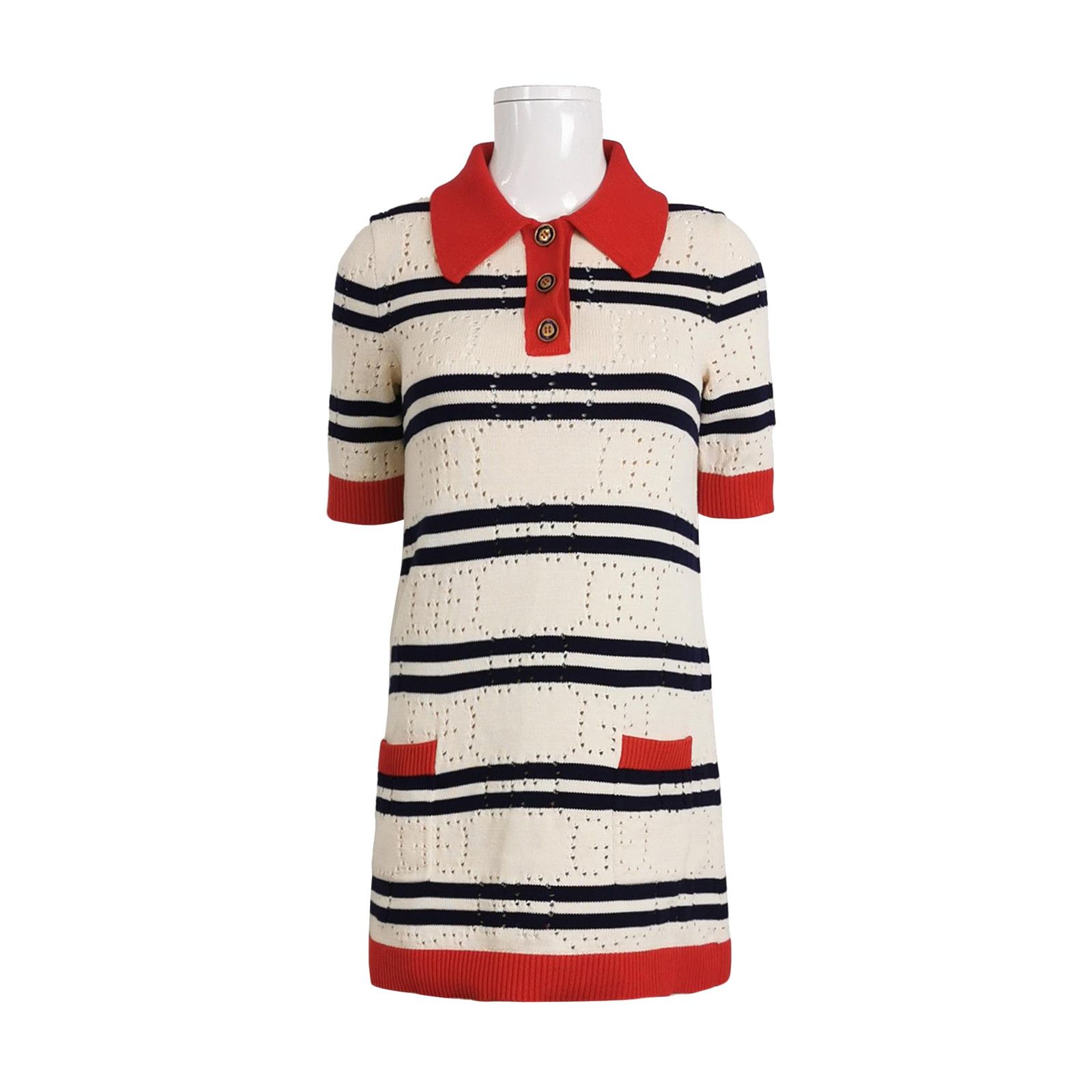 Gucci Gucci Striped Colorblock Collar Short-Sleeve Dress XS Size XS / US 0-2 / IT 36-38 - 2 Thumbnail