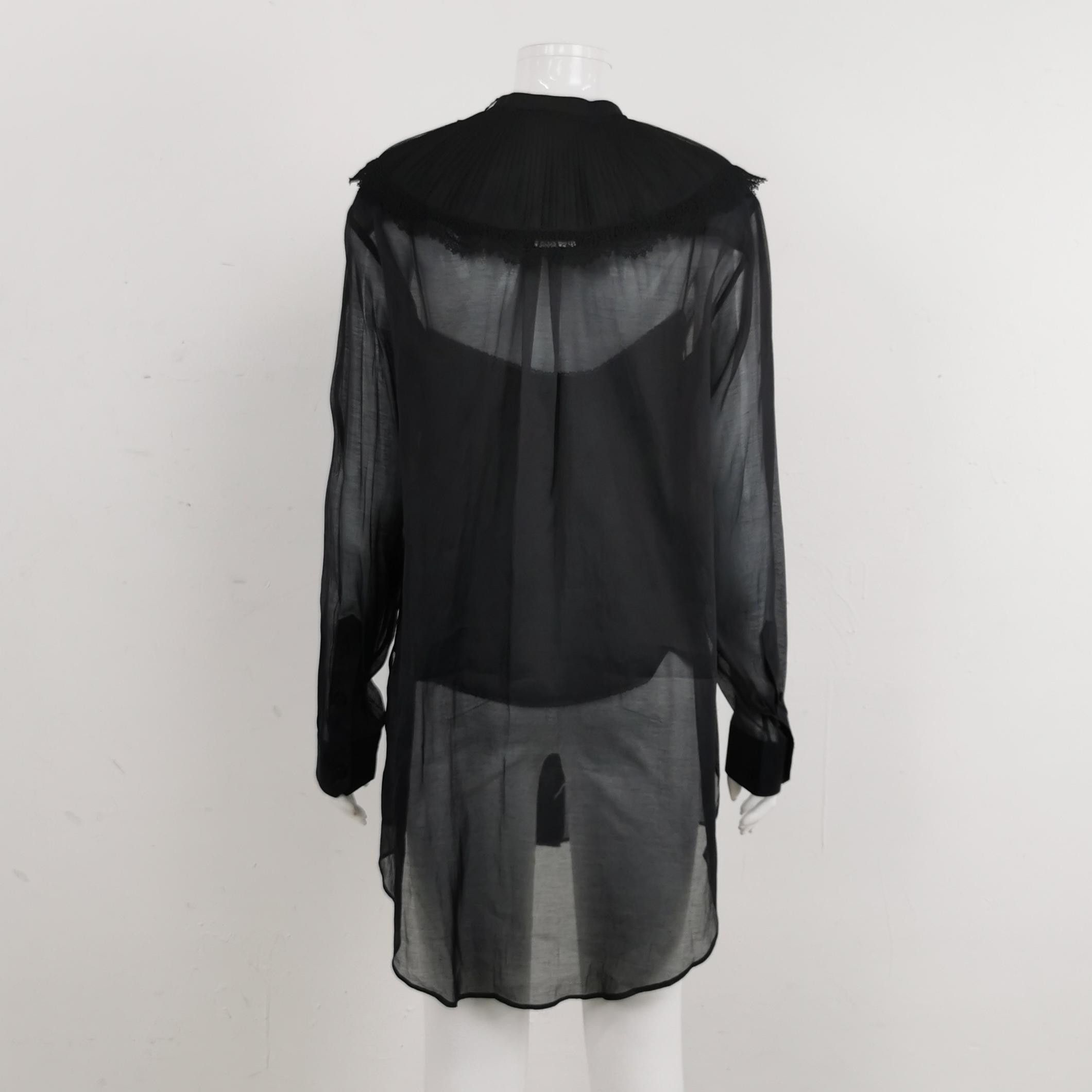 Gucci Gucci Black Silk-Cotton Long-Sleeve Shirt S Size S / US 4 / IT 40 - 4 Thumbnail