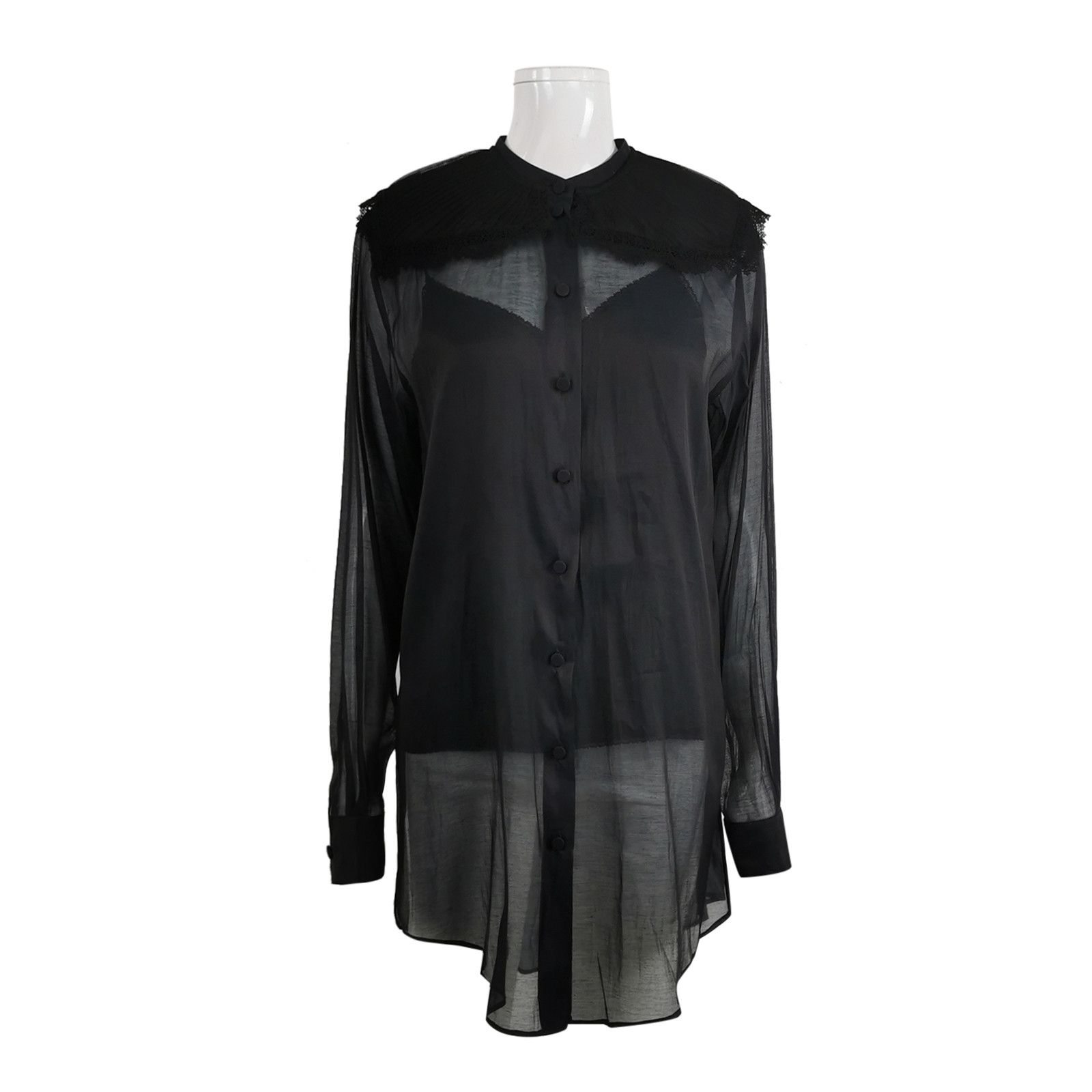 Gucci Gucci Black Silk-Cotton Long-Sleeve Shirt S Size S / US 4 / IT 40 - 2 Thumbnail