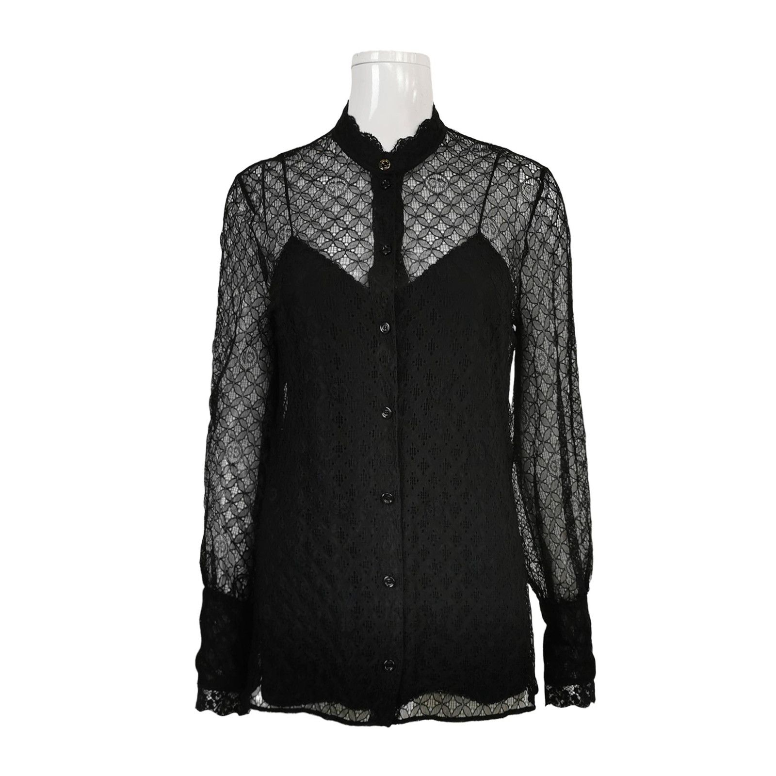 Gucci Gucci Black Lace Button-Front Shirt S Size S / US 4 / IT 40 - 2 Thumbnail