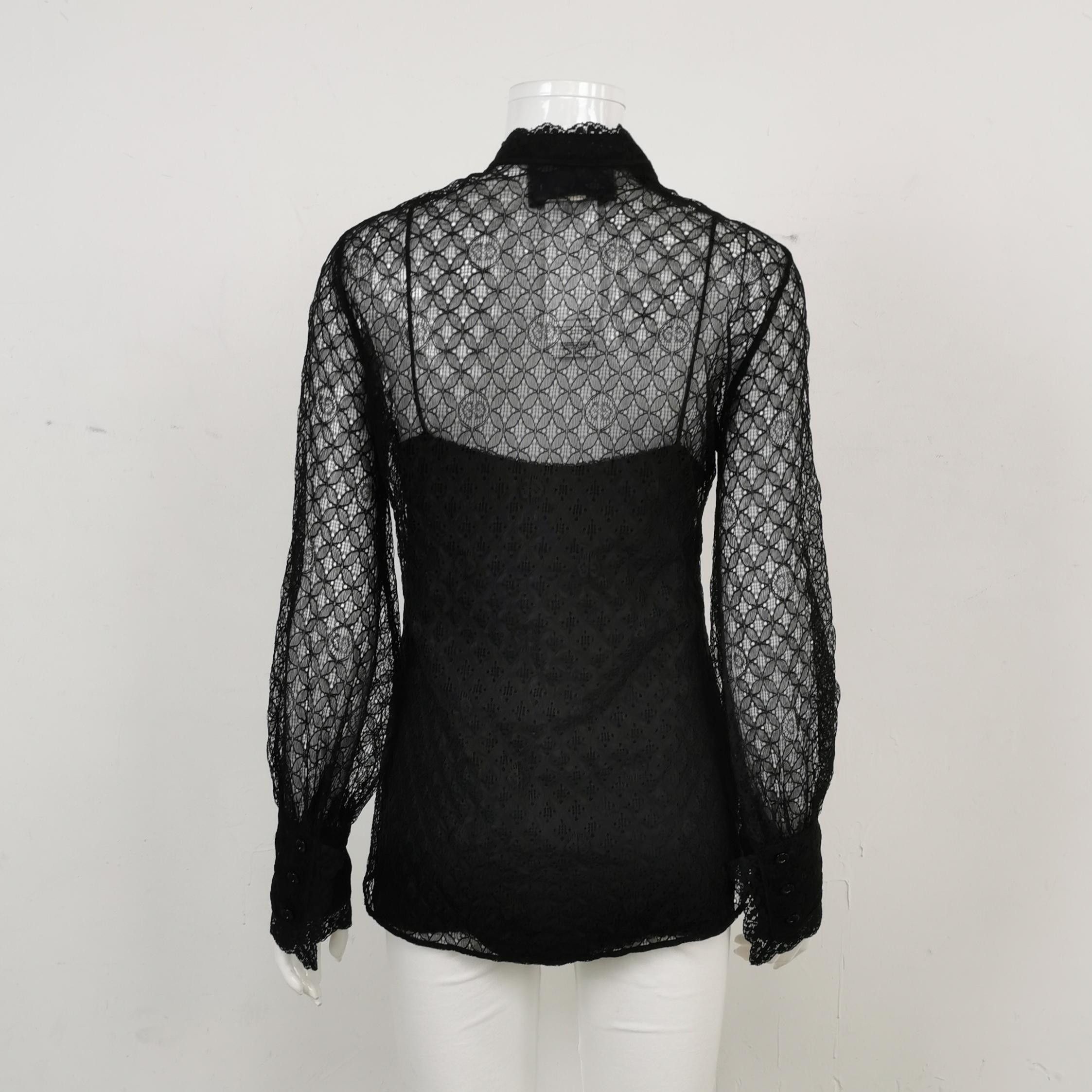 Gucci Gucci Black Lace Button-Front Shirt S Size S / US 4 / IT 40 - 4 Thumbnail