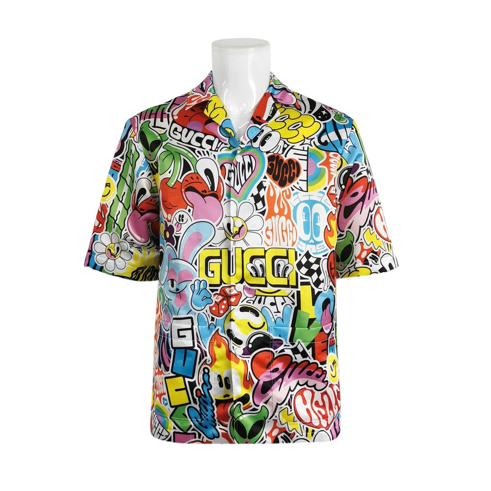 Gucci Gucci Cartoon Print Logo Collared Short-Sleeve Shirt Size US S / EU 44-46 / 1 - 2 Thumbnail