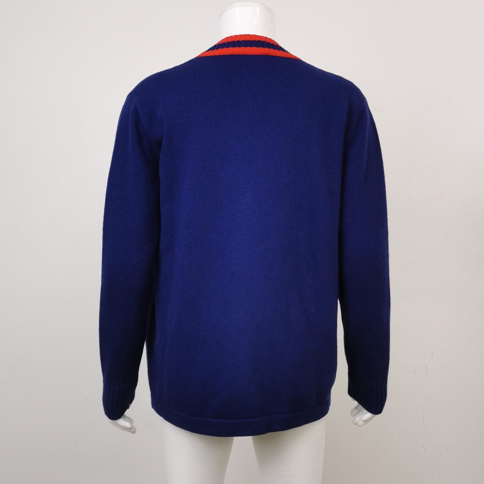 Gucci Gucci Wool V-Neck Logo Cardigan (L) Size US L / EU 52-54 / 3 - 3 Thumbnail