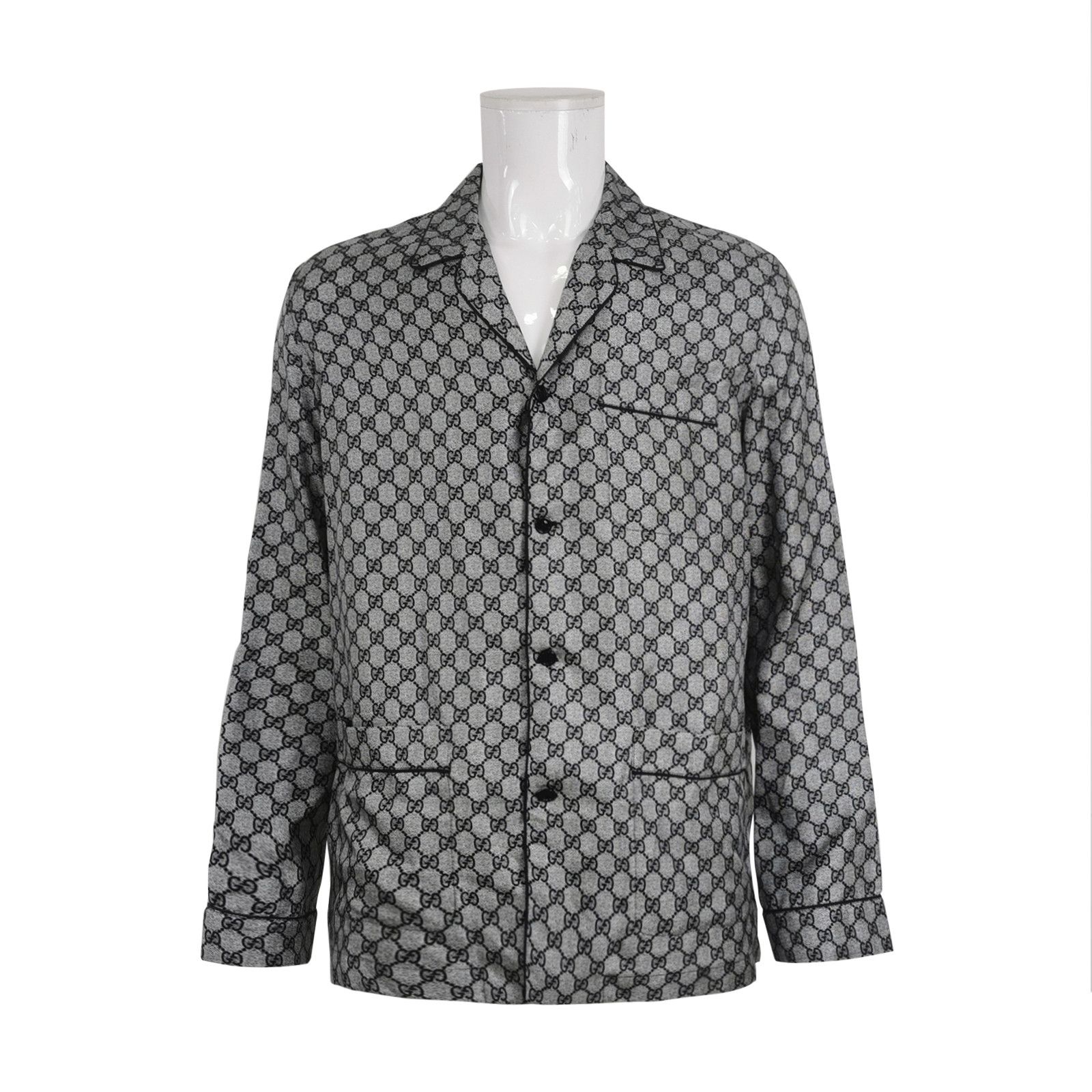 Gucci Gucci GG Monogram Silk Lapel Collar Long-Sleeve Shirt Size US M / EU 48-50 / 2 - 2 Thumbnail