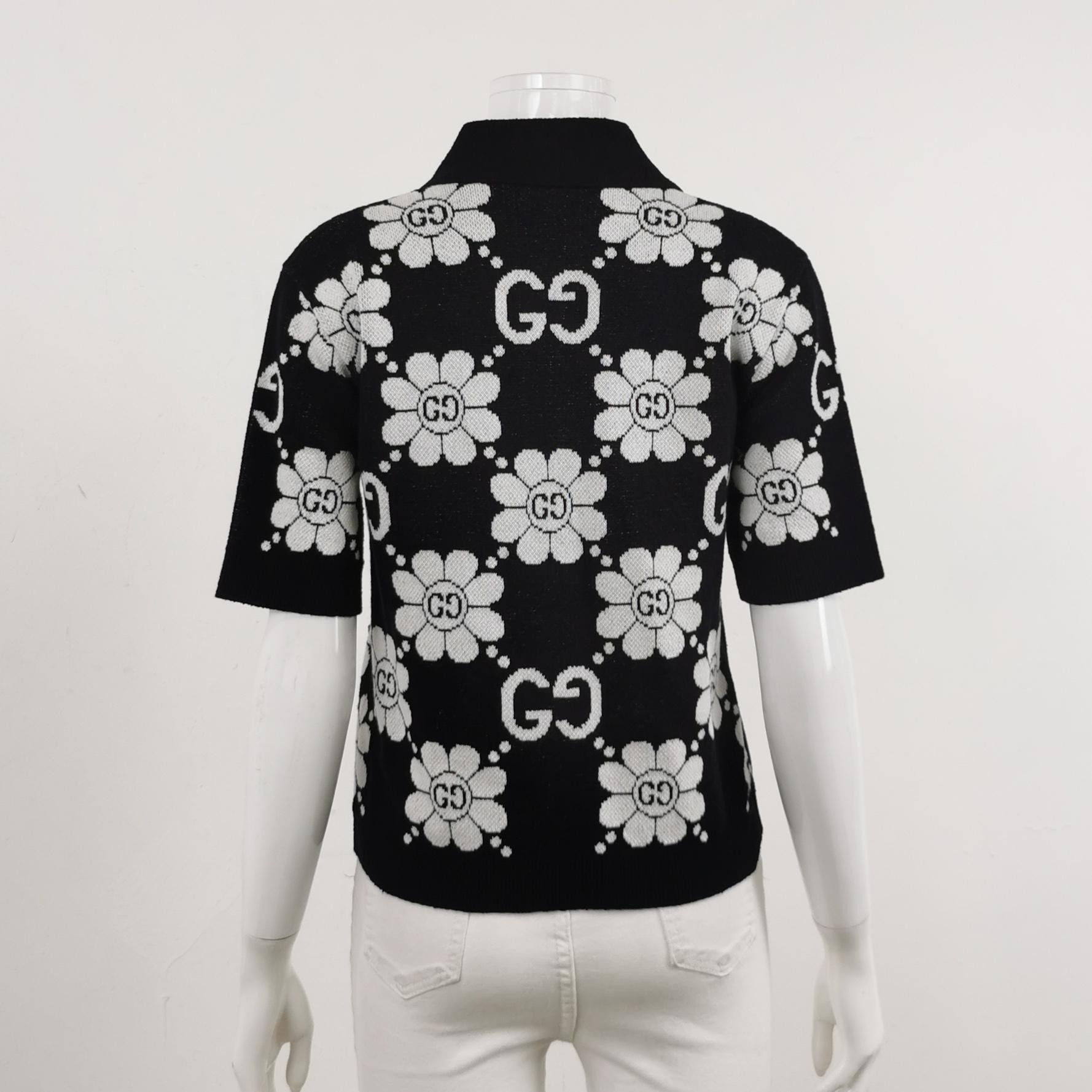 Gucci Gucci Floral GG Logo Lapel Short-Sleeve Cardigan Size S / US 4 / IT 40 - 3 Thumbnail