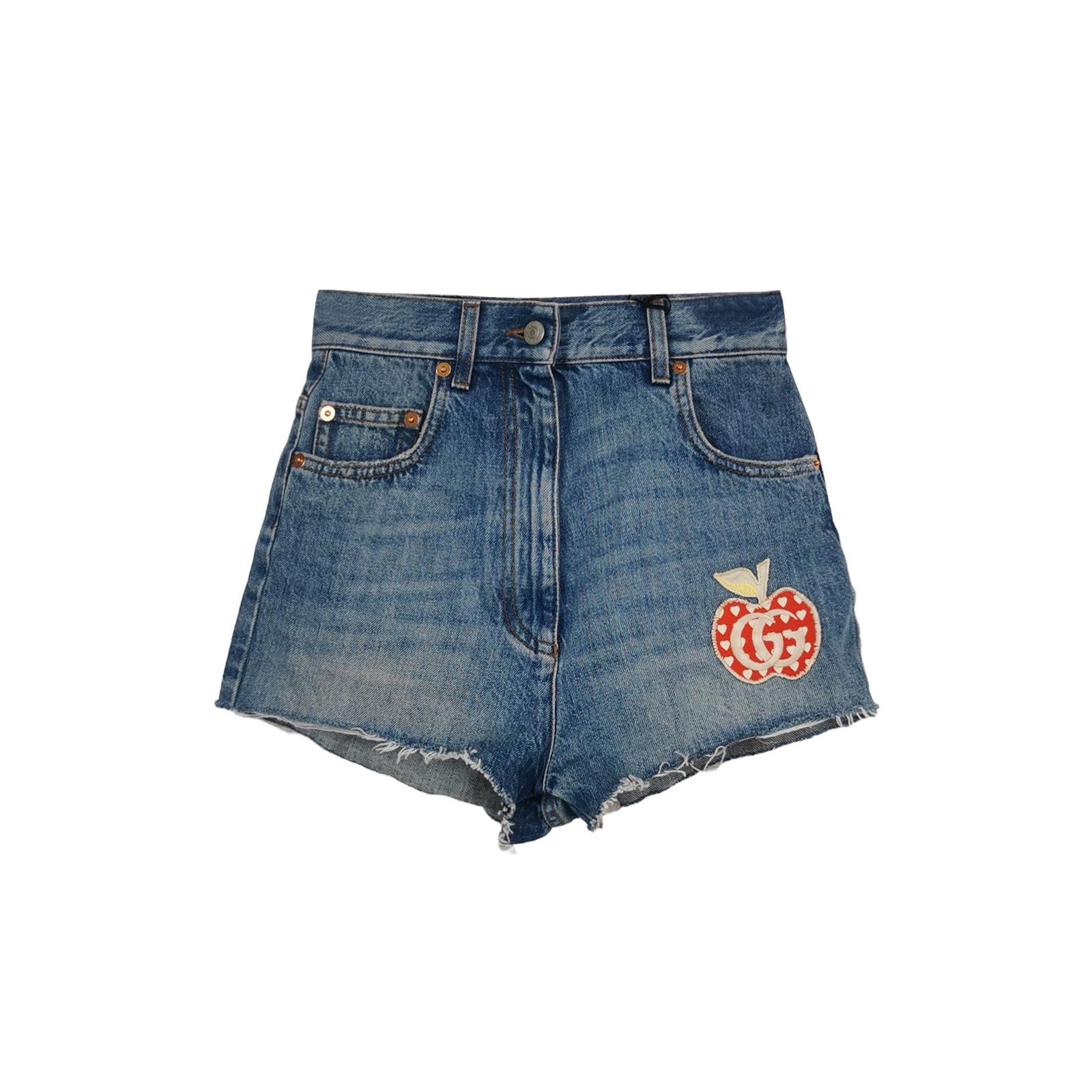 Gucci Gucci Denim Shorts w/ Apple & Double G Logo Size 23" - 2 Thumbnail