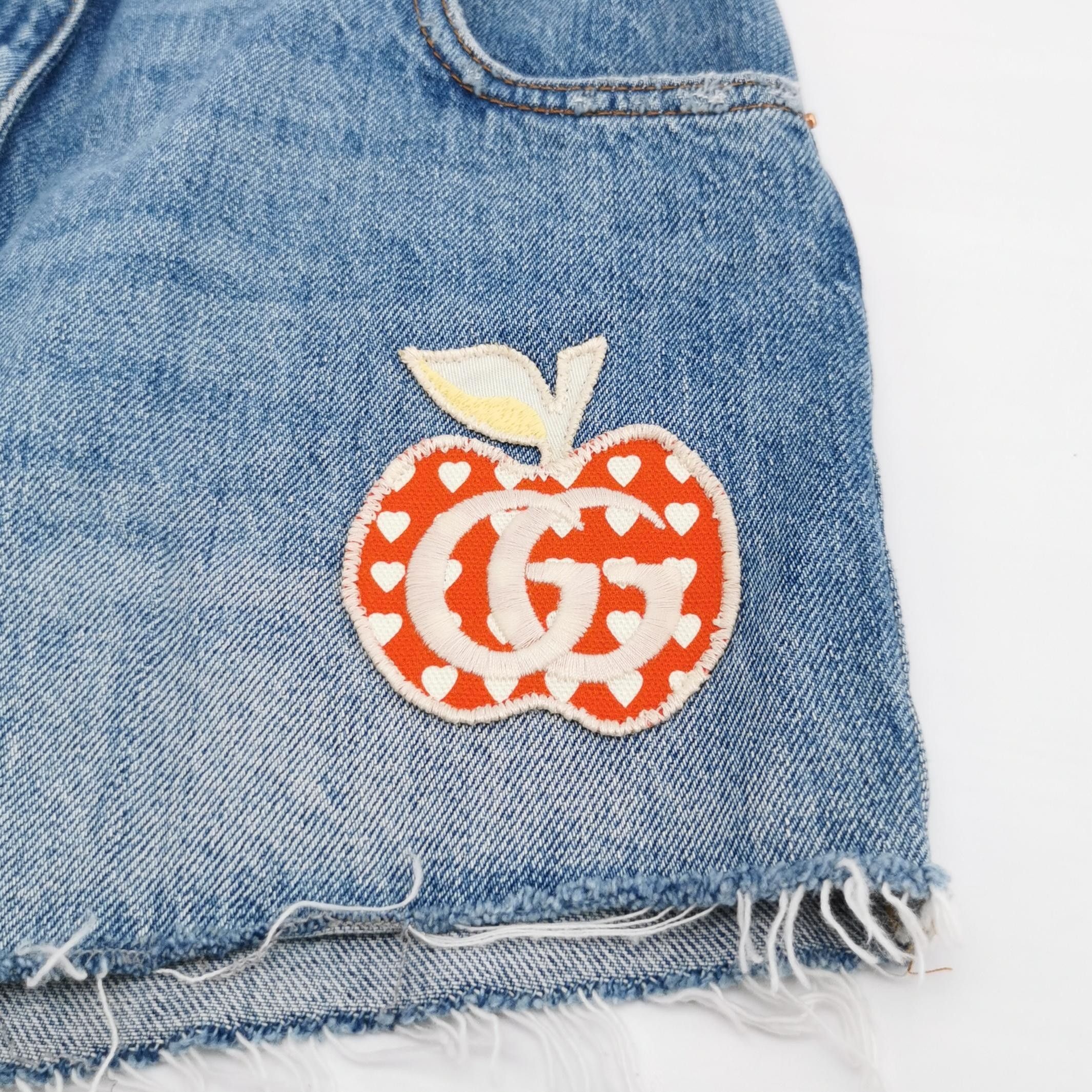 Gucci Gucci Denim Shorts w/ Apple & Double G Logo Size 23" - 6 Thumbnail