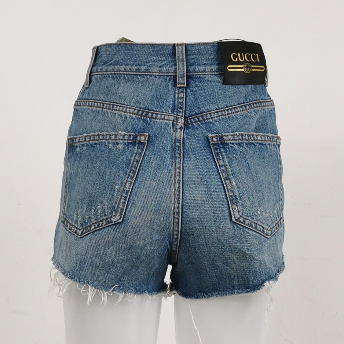 Gucci Gucci Denim Apple Double G Logo Button Shorts XS Size 24" / US 00 / IT 34 - 4 Thumbnail