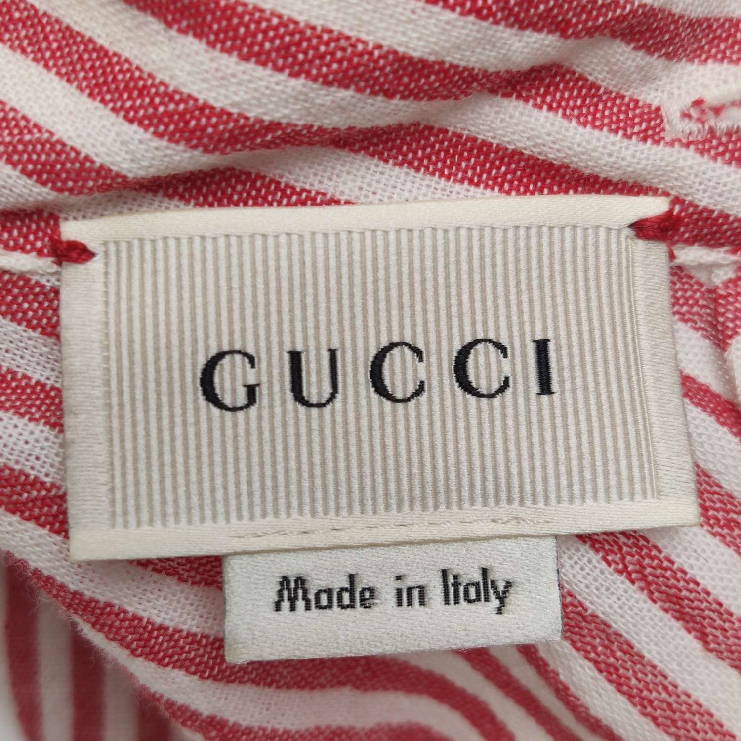 Gucci Red & White Striped Embroidered High-Neck Blouse Size S / US 4 / IT 40 - 9 Thumbnail