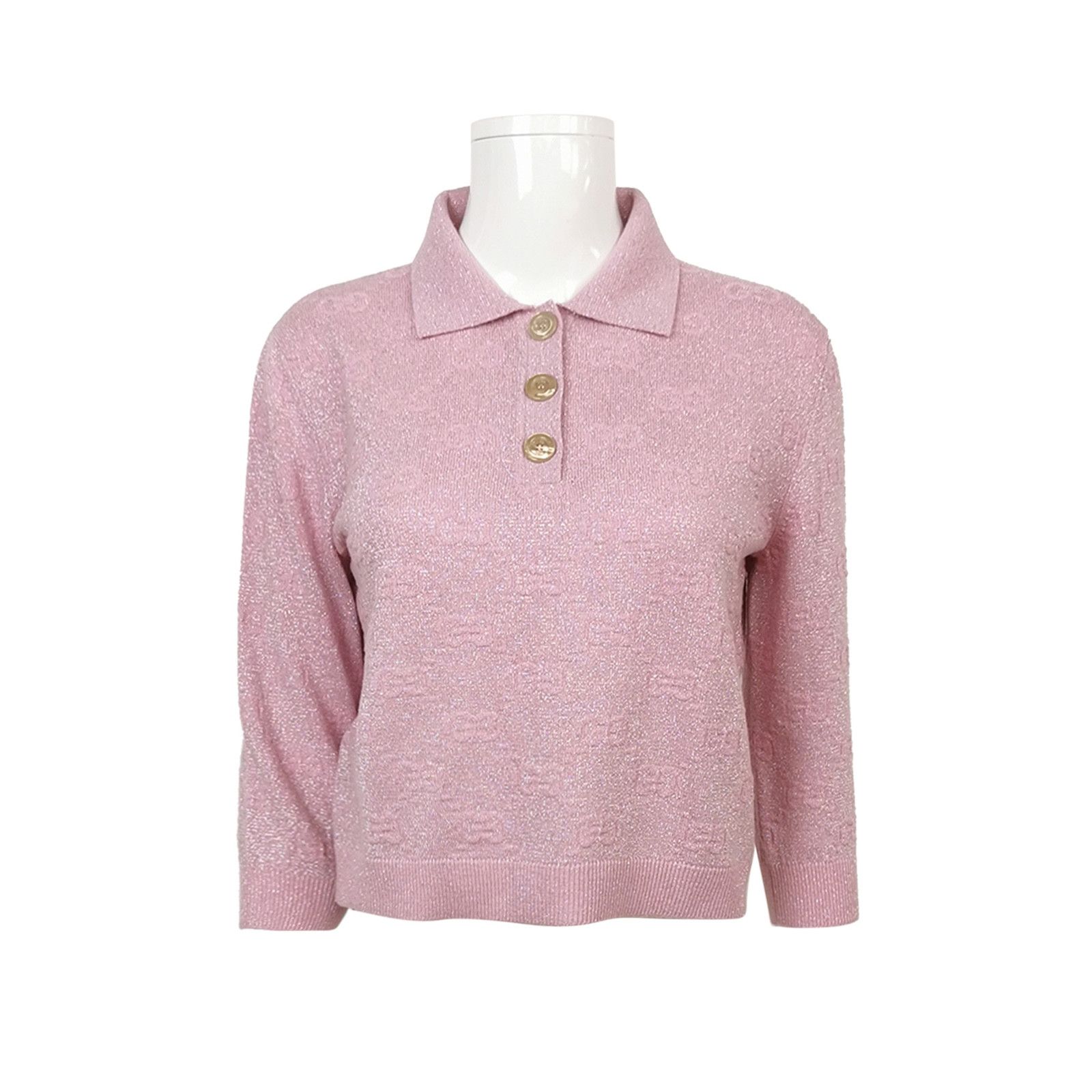 Gucci Gucci S Pink Lapel Wool Blend Knit Sweater Size S / US 4 / IT 40 - 2 Thumbnail