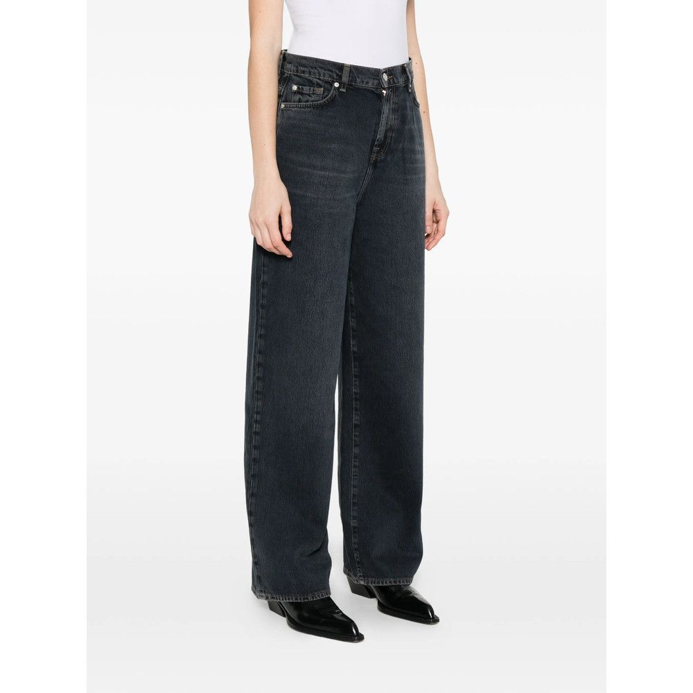 7 For All Mankind 7 For All Mankind BLACK Denim - Wide-Leg Jeans Size 24" / US 00 / IT 34 - 5 Thumbnail