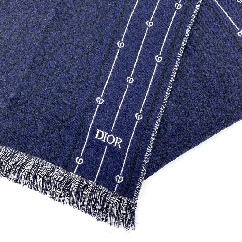 Dior Dior Blue CD Embroidered Wool Scarf Size ONE SIZE - 4 Thumbnail